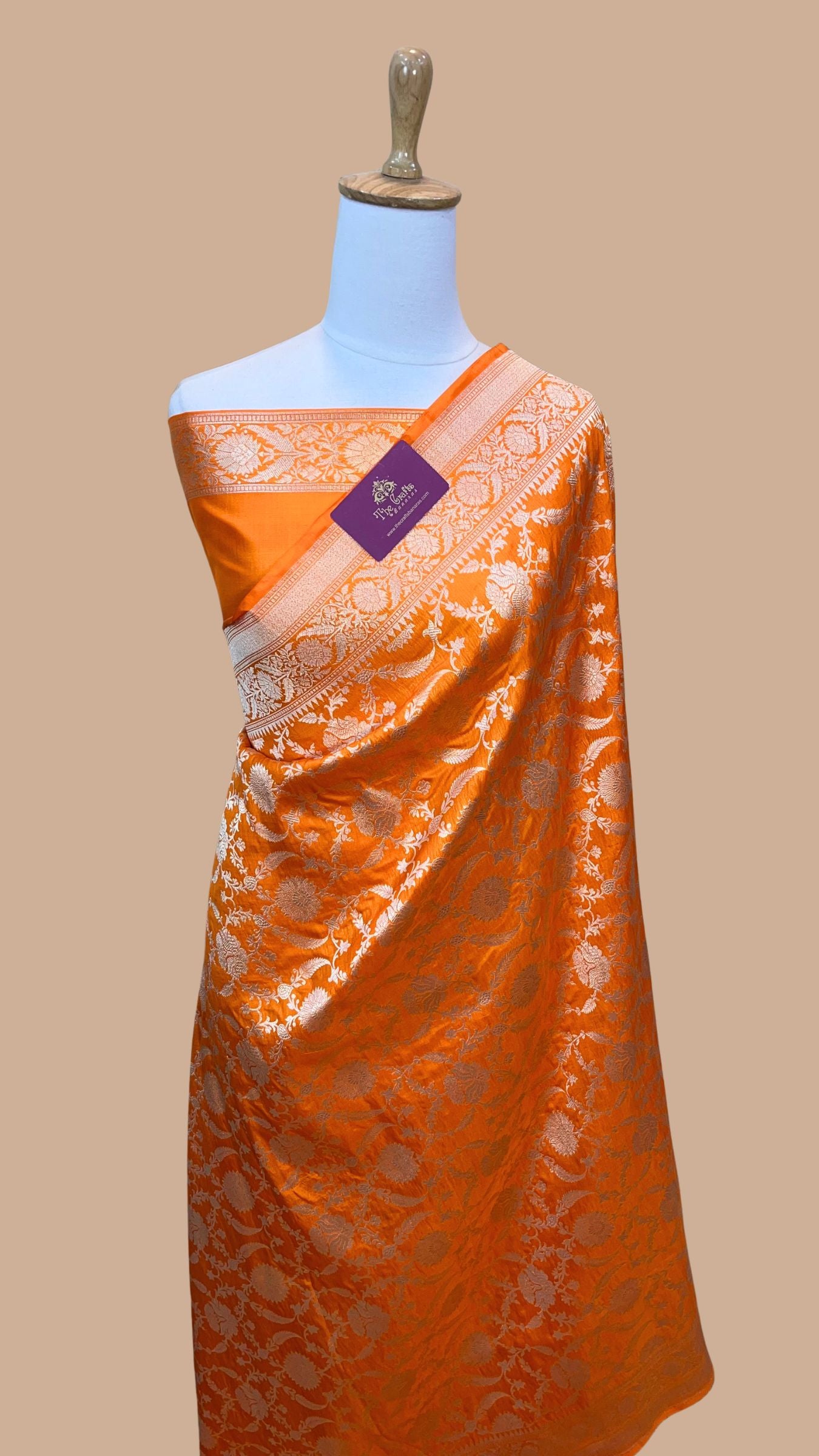 Pure Katan Silk Handloom Banarasi Saree - Jaal work