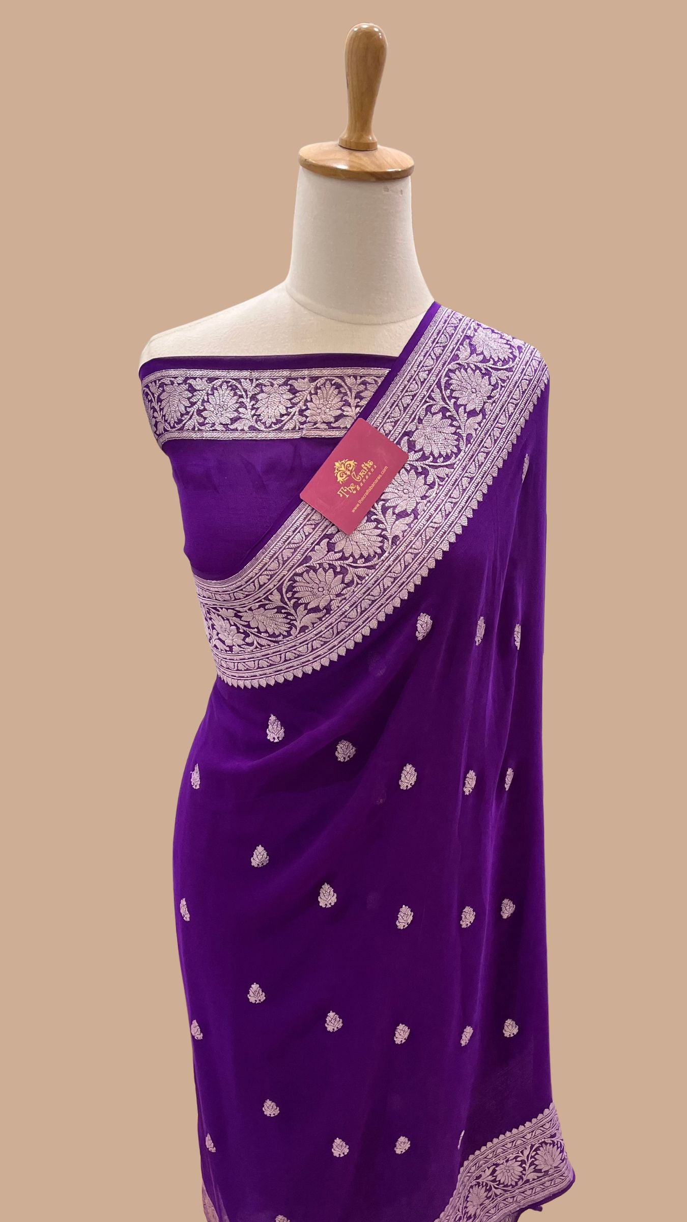 Pure Georgette Banarasi Saree - Silver Zari