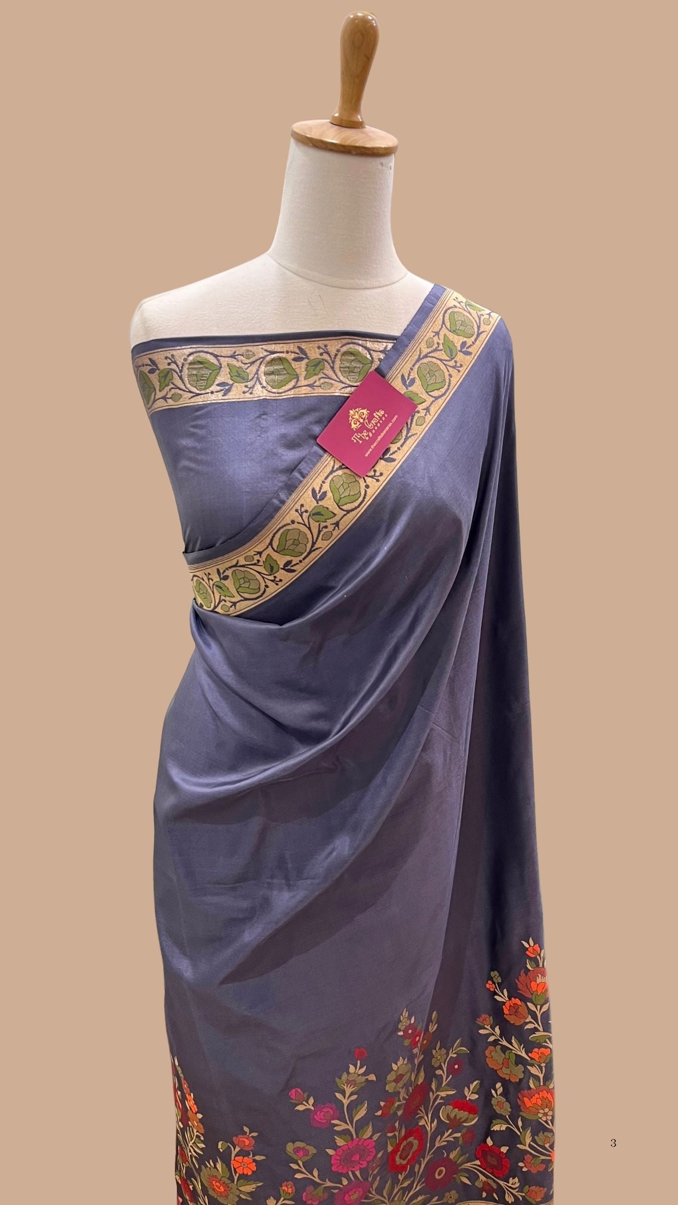 Pure Katan Silk Handloom Banarasi Saree - Tilfi Meenakari Jaal Work
