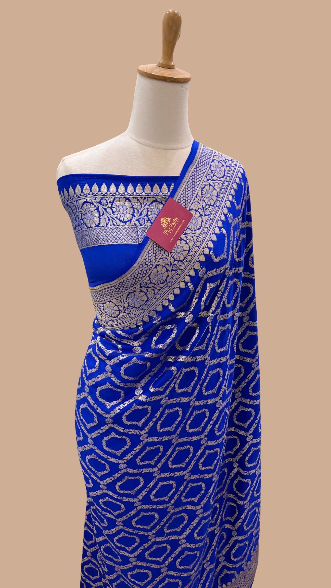 Khaddi Georgette Handloom Banarasi Saree - Jaal Work