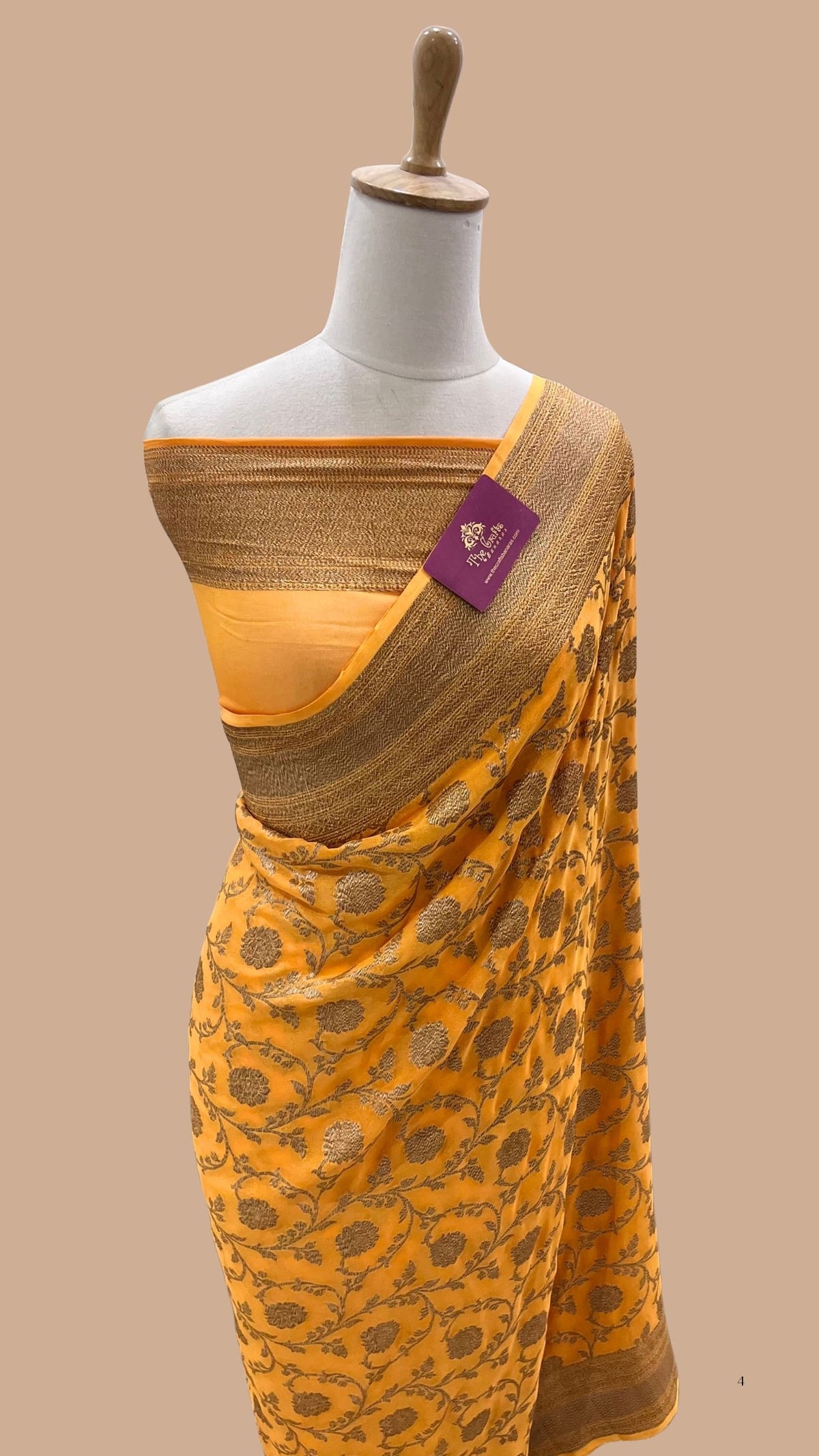 Khaddi Georgette Banarasi Saree - Antique Zari