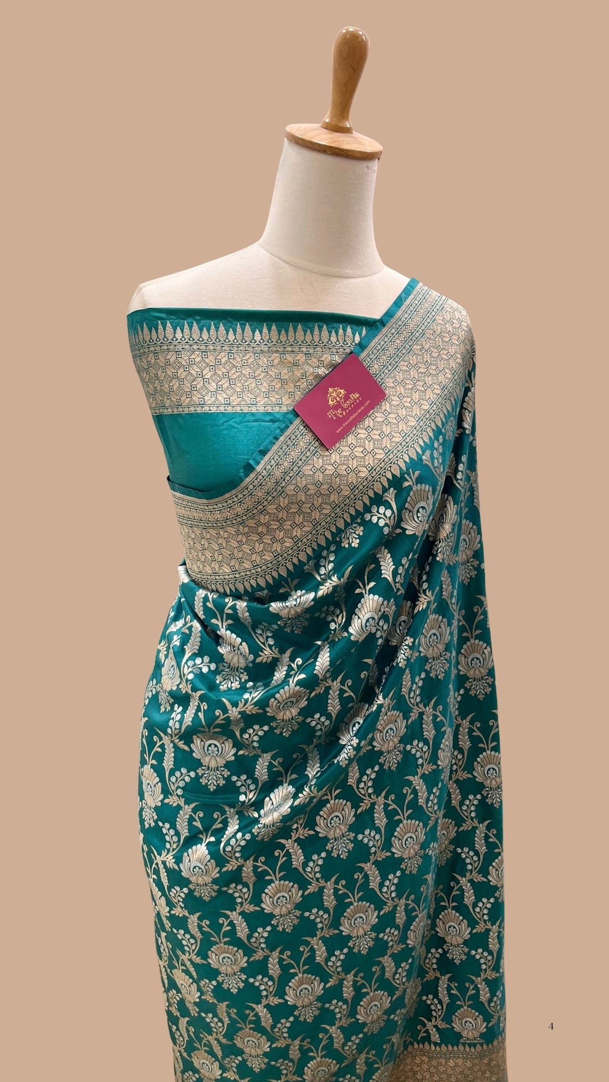 Pure Katan Silk Handloom Banarasi Saree - All Over Sona Rupa Jaal Work