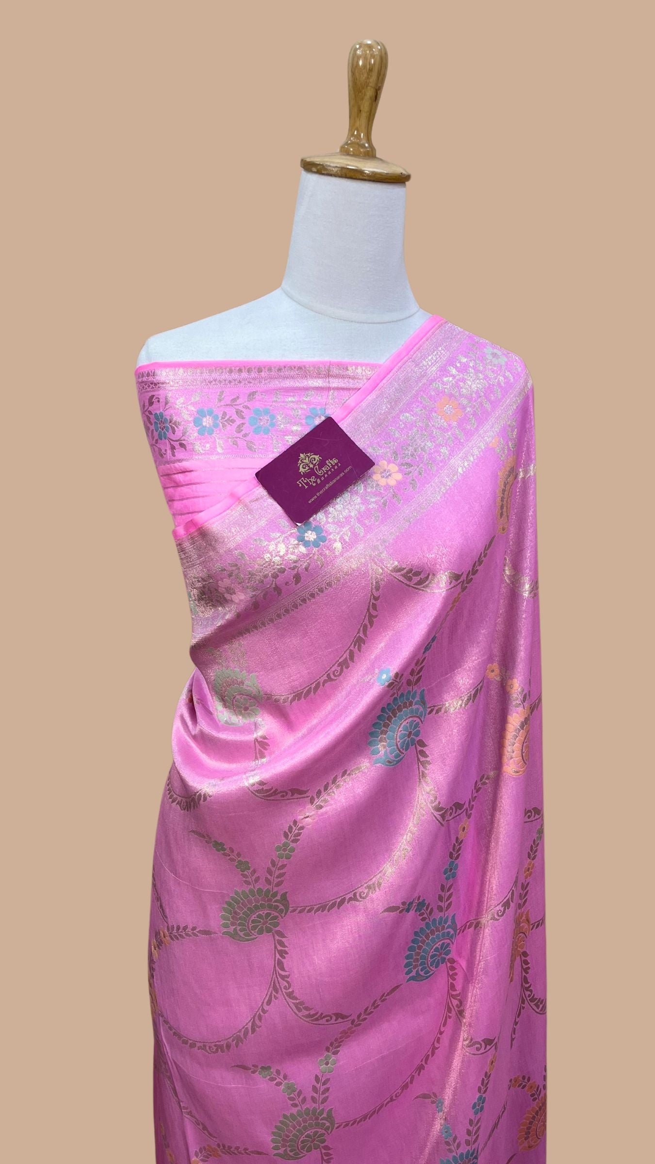 Tissue Georgette Handloom Banarasi Saree - Meenakari all over