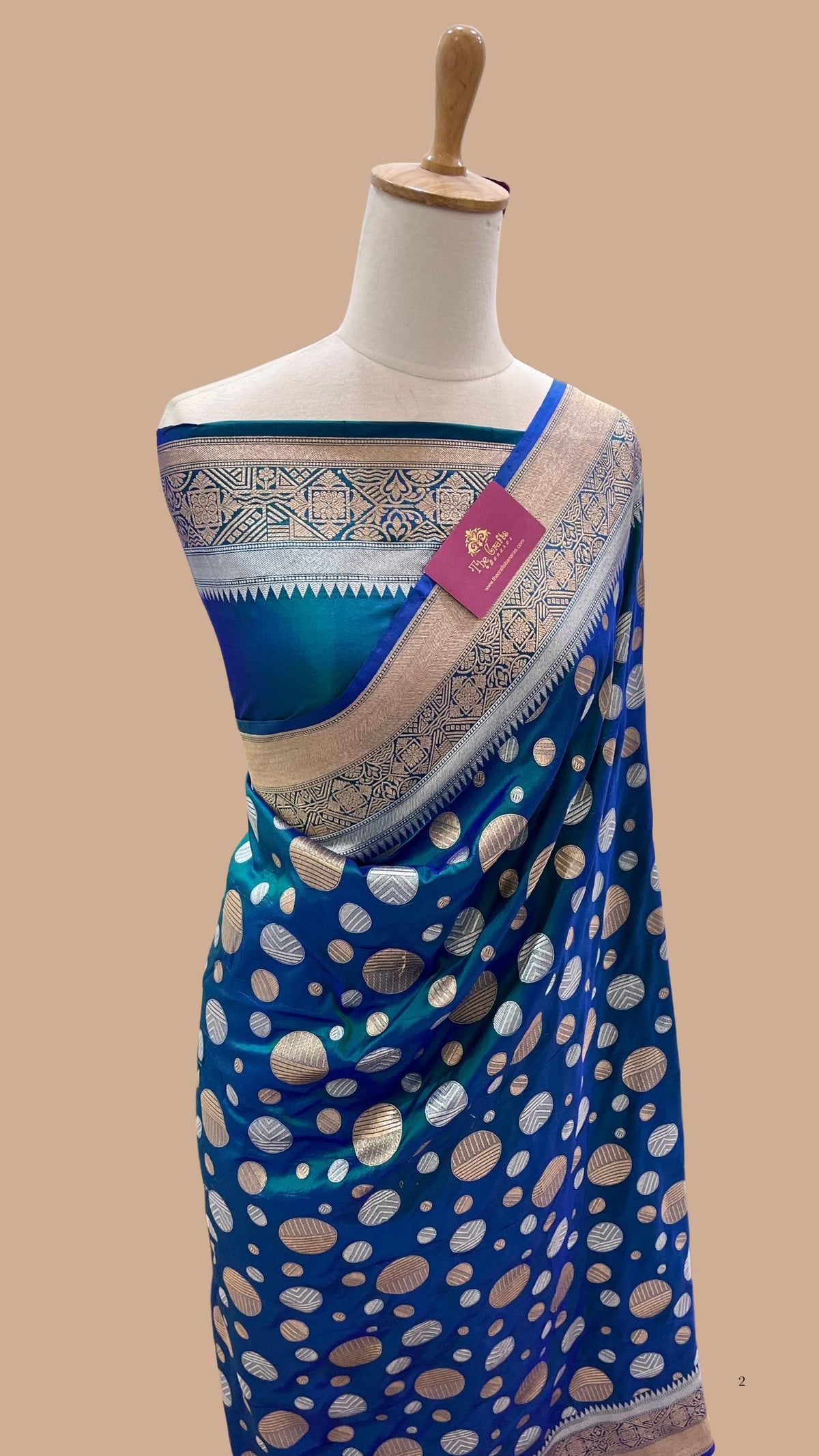 Pure Katan Silk Handloom Banarasi Saree - All over Sona Rupa Jaal Work