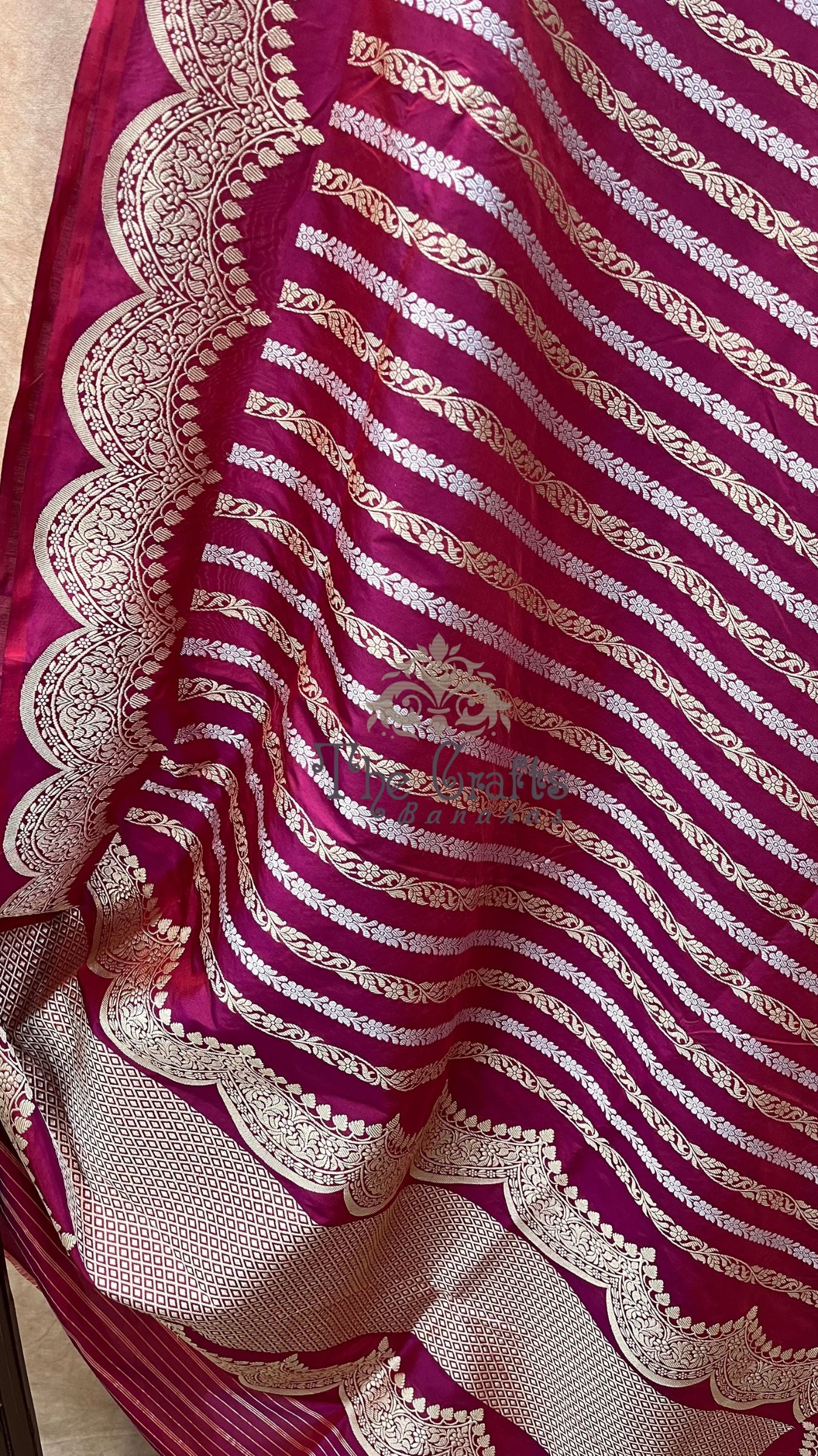 Pure Katan Silk Handloom Banarasi Saree - Sona roopa with kadhua border