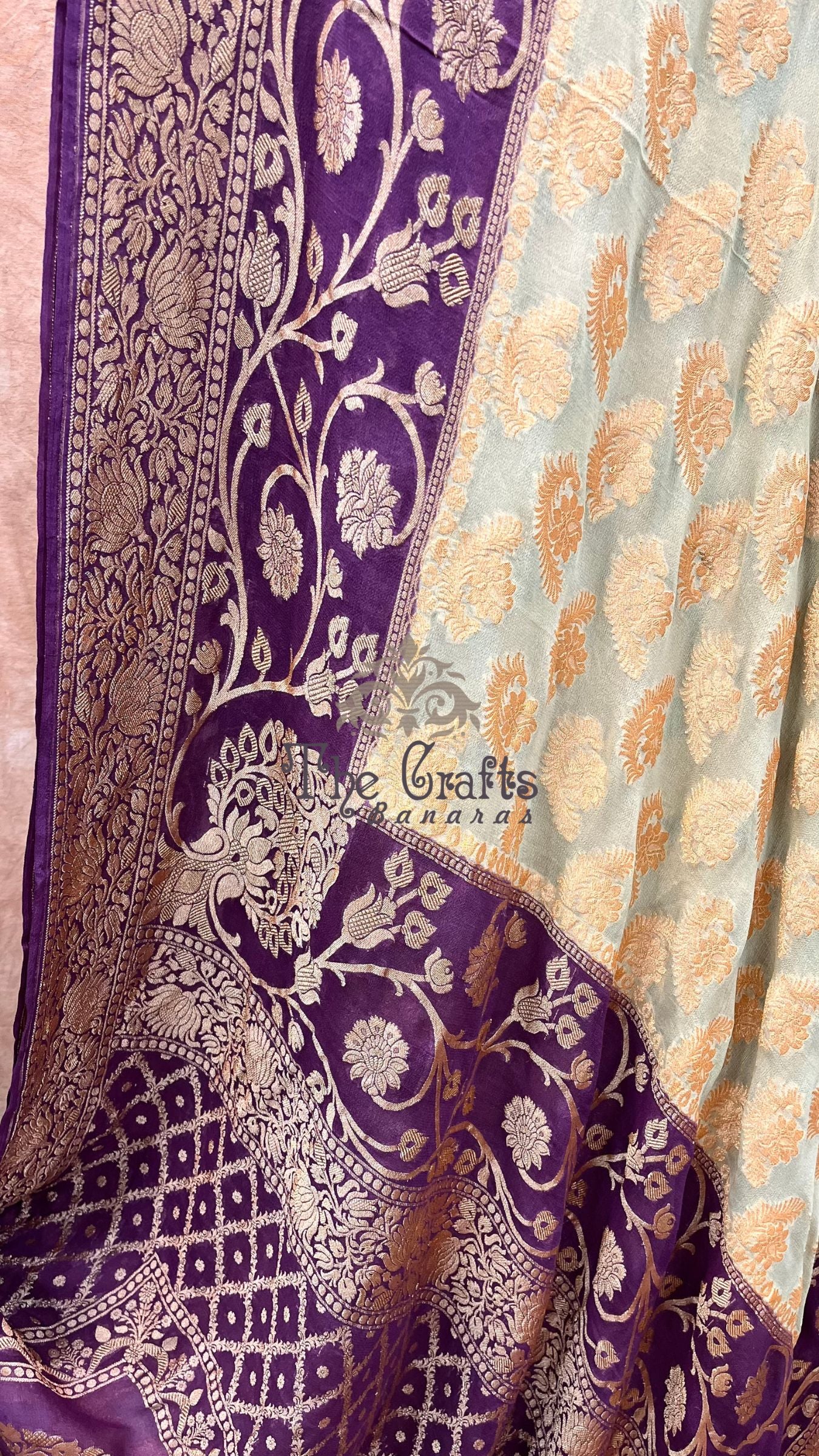 Khaddi Georgette Banarasi Saree - Gold Zari