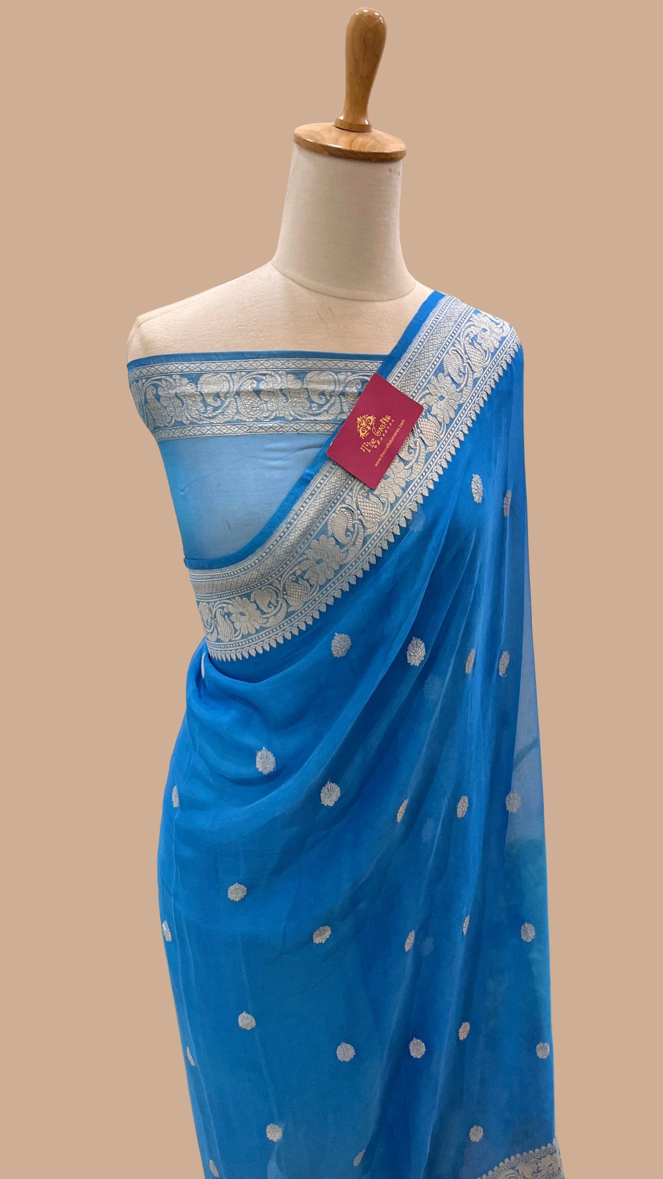 Pure Georgette Banarasi Saree - Silver Zari