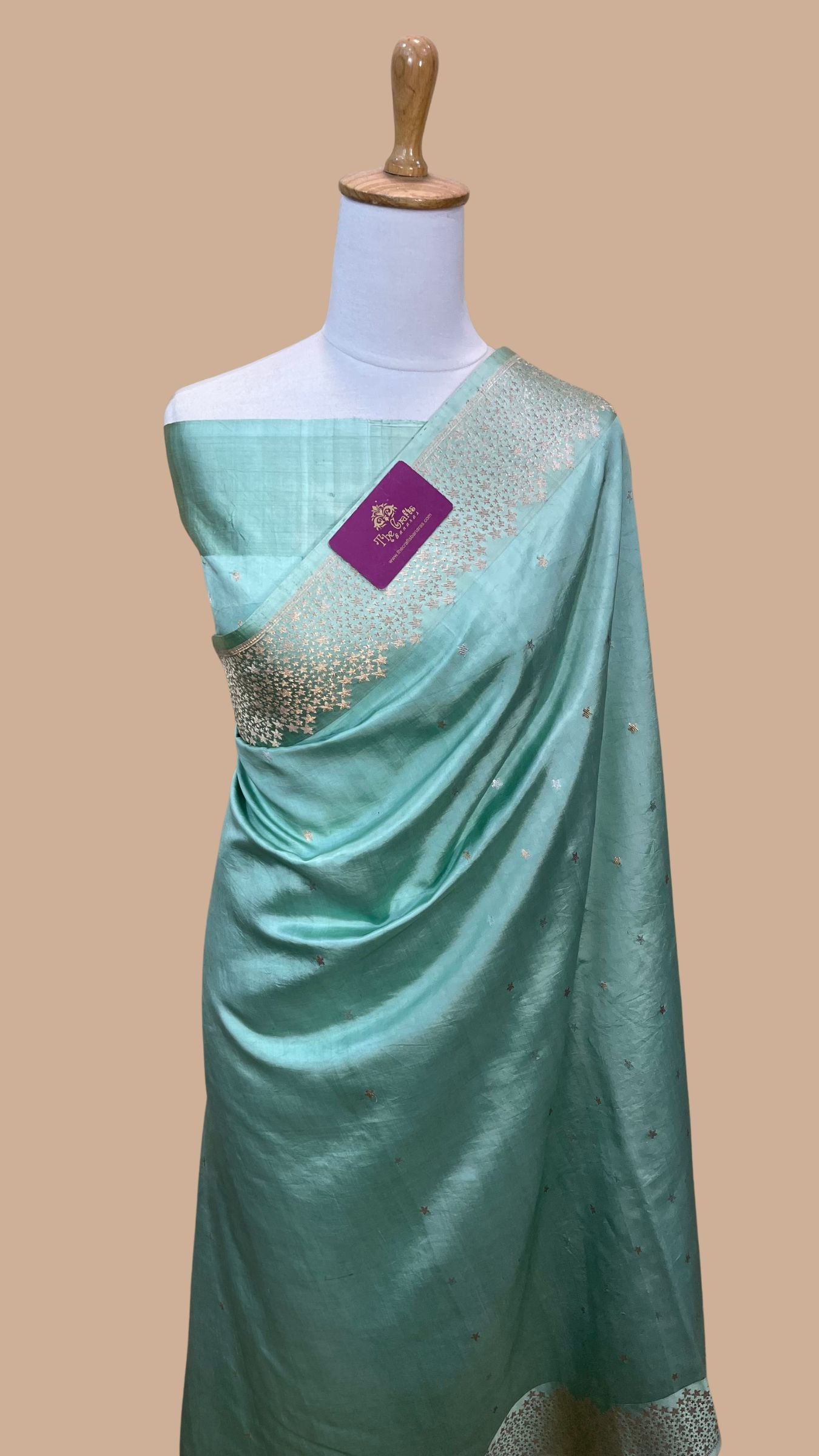 Pure Mango Silk Handloom Banarasi Saree - With Sona Roopa Motifs