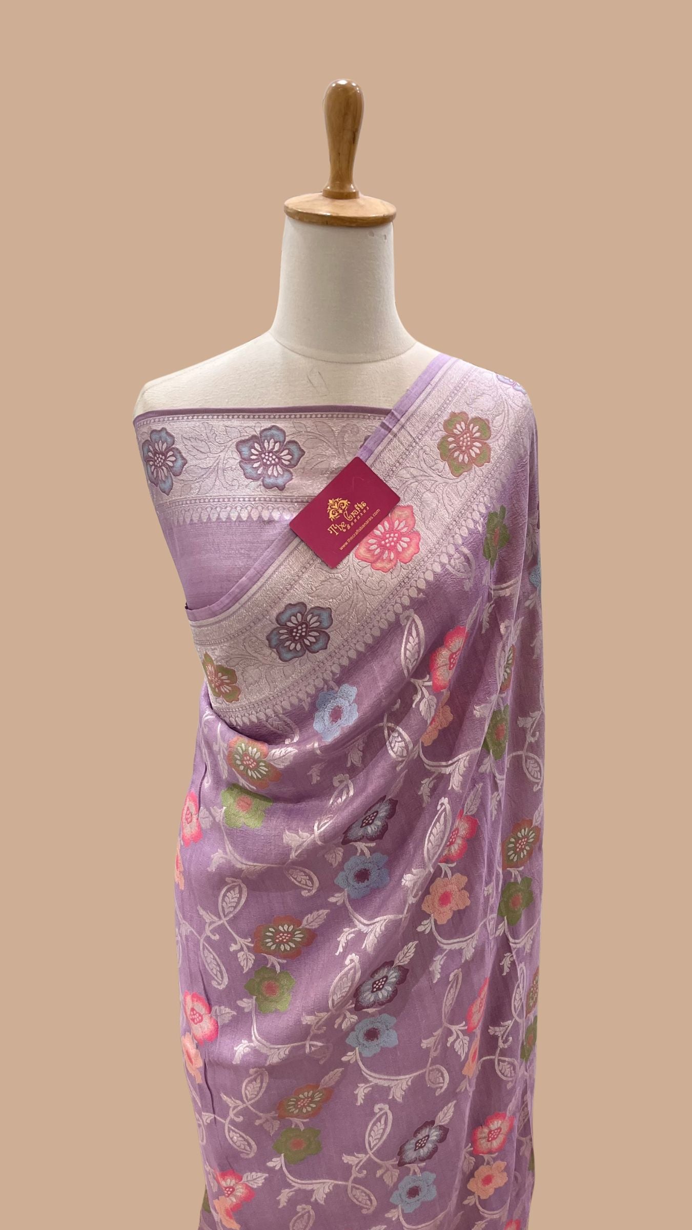 Tussar Georgette Handloom Banarasi Saree - Meenakari