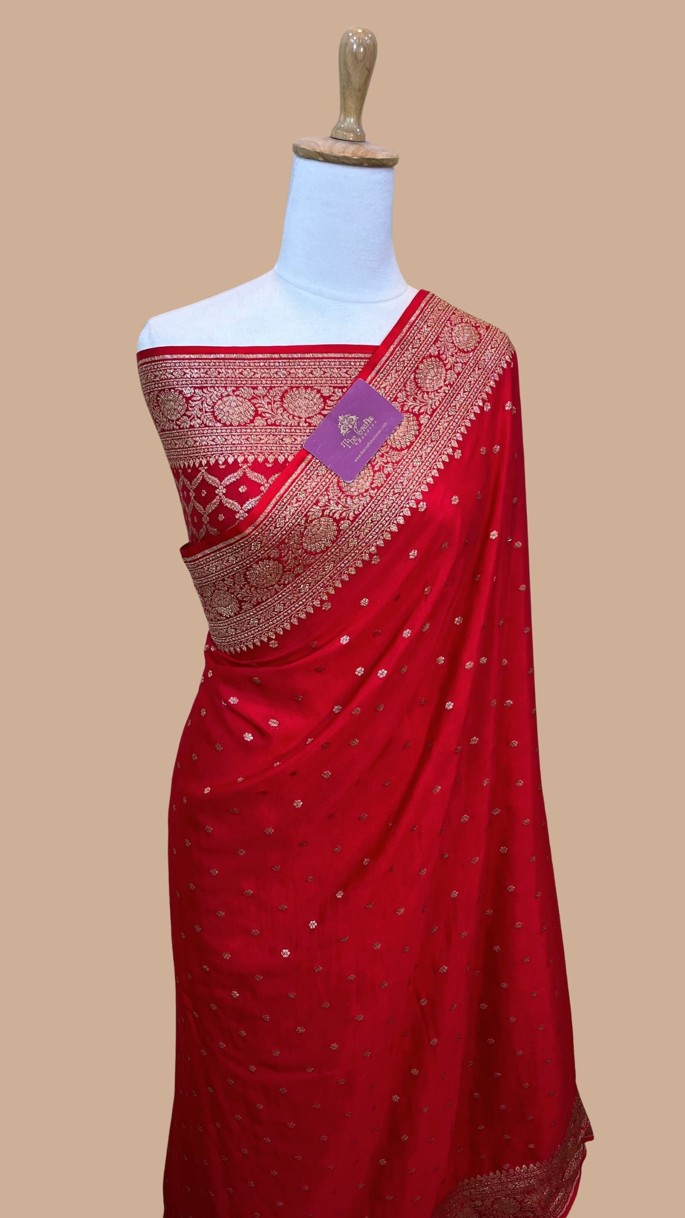 Pure Crepe Georgette Banarasi Saree - Antique Zari
