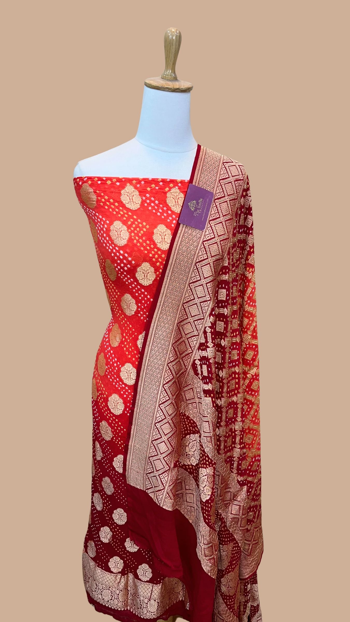 Pure Georgette Banarasi Bandhej Dress Material