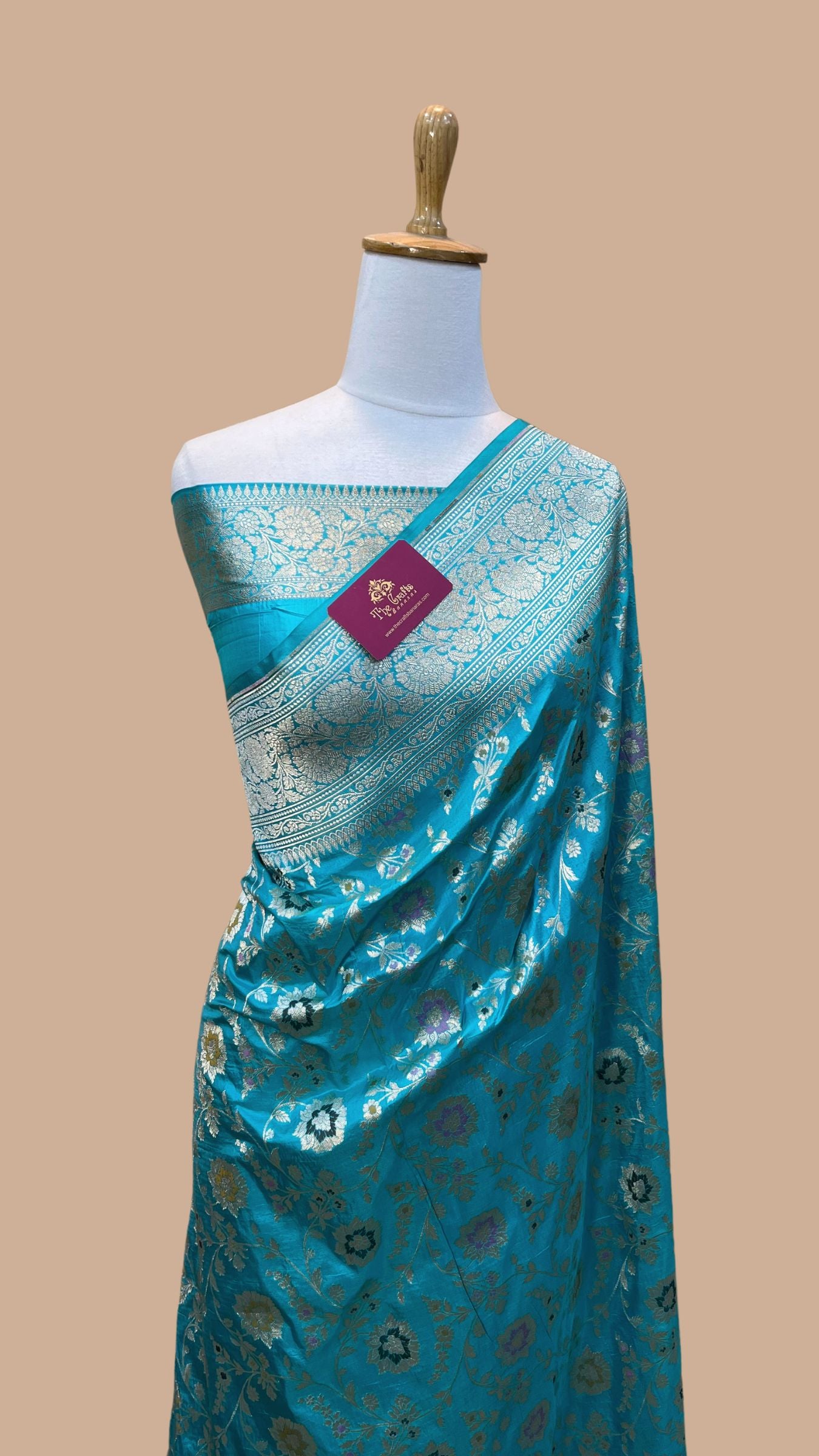 Pure Katan Silk Handloom Banarasi Saree - All over Meenakari Jaal work