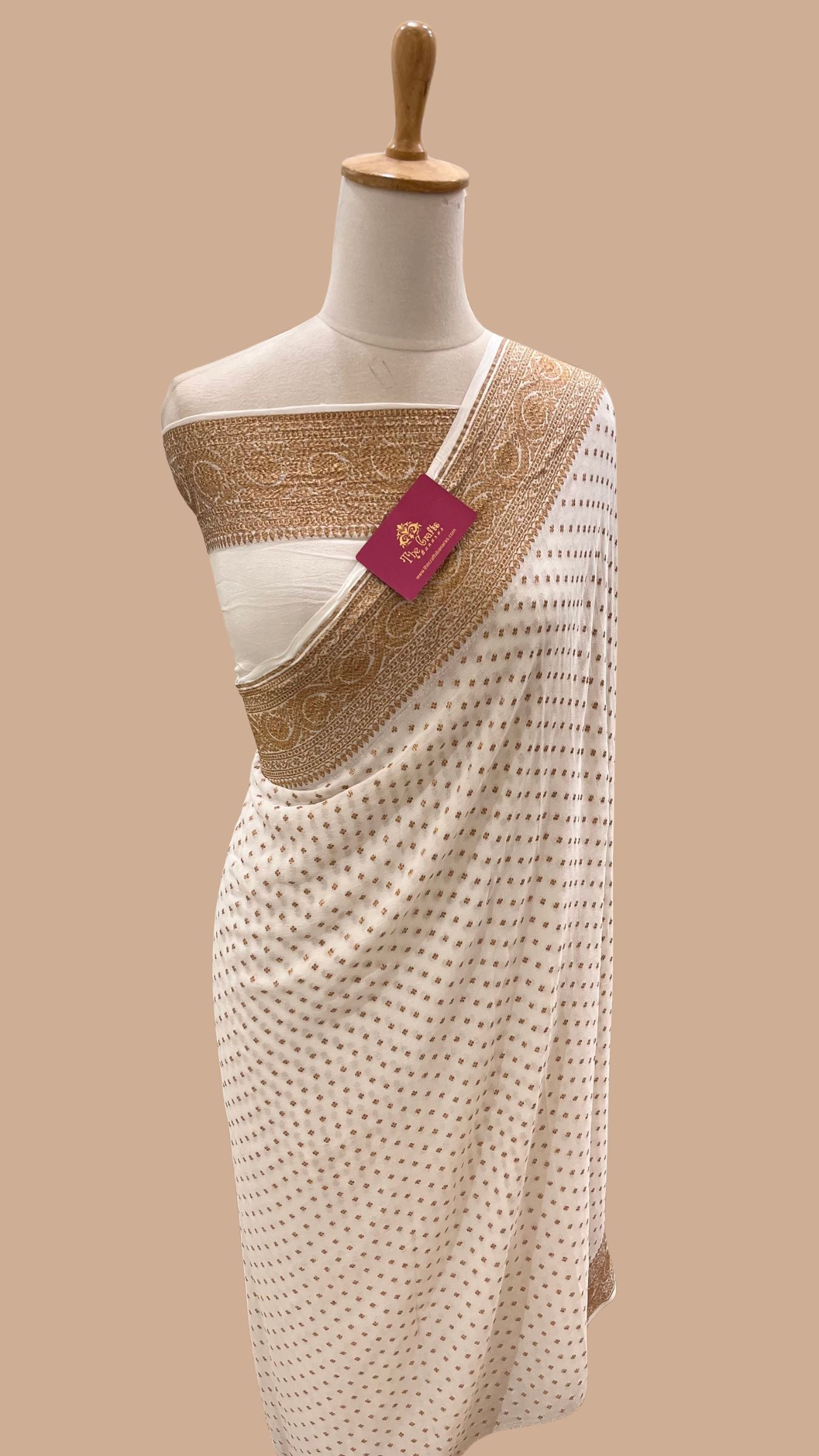 Pure Crepe Georgette Banarasi Saree - Antique Zari