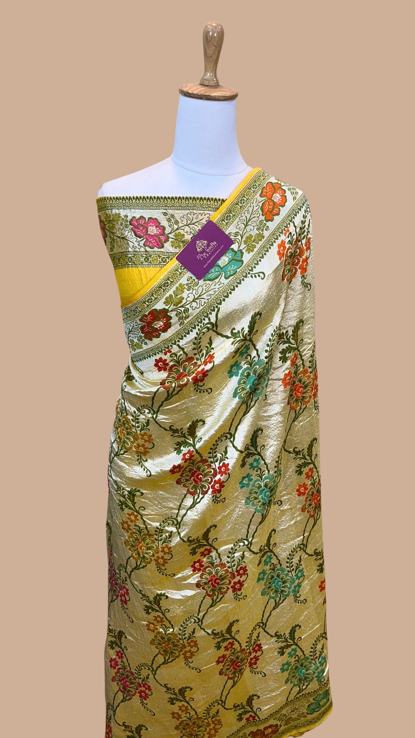Pure Tussar Georgette Handloom Banarasi Saree - Brocade