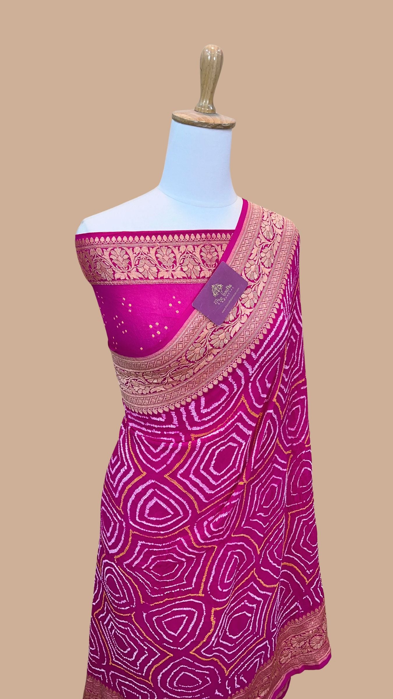 Pure Georgette Banarasi Handloom Bandhej Saree