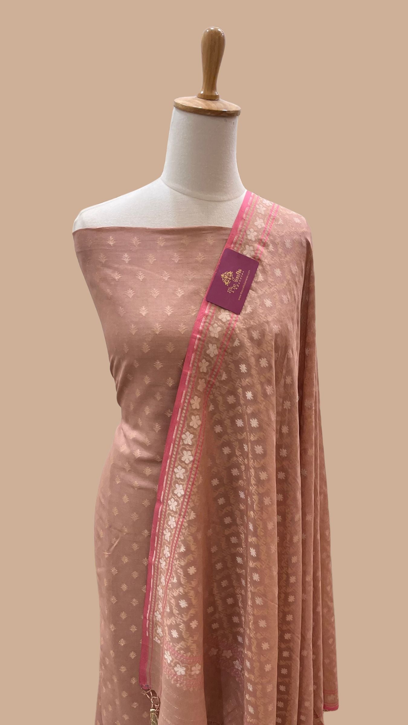 Pure Ektara Cotton Jamdani Banarasi Dress Material