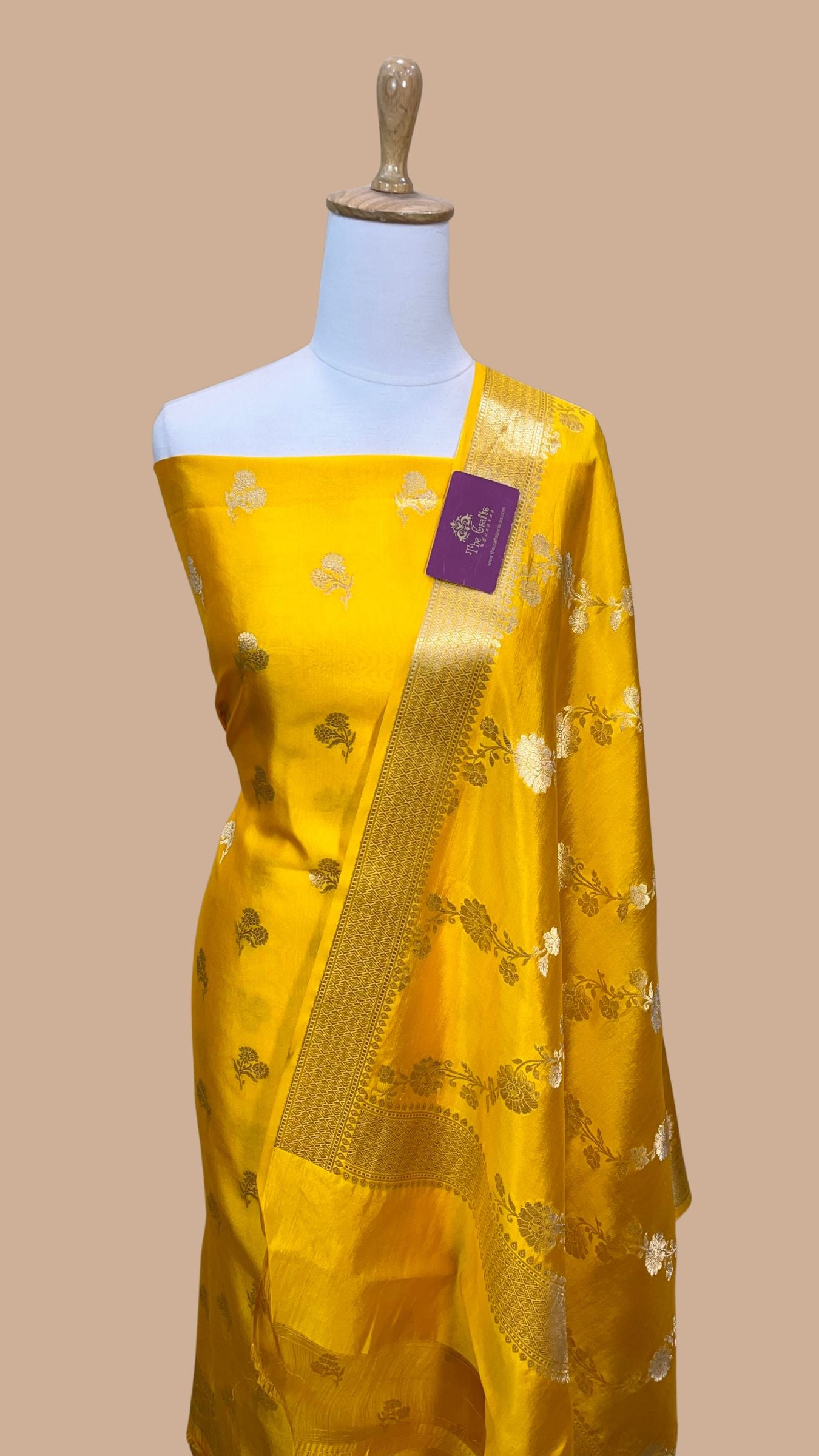 Pure Mango Silk Banarasi Dress Material
