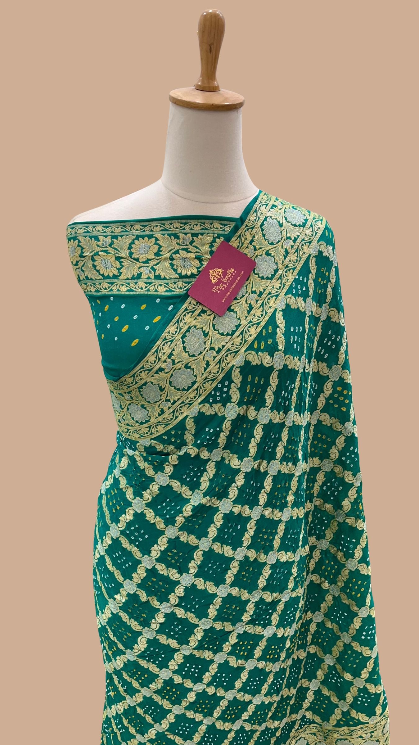 Pure Chiffon Banarasi Handloom Bandhej Saree