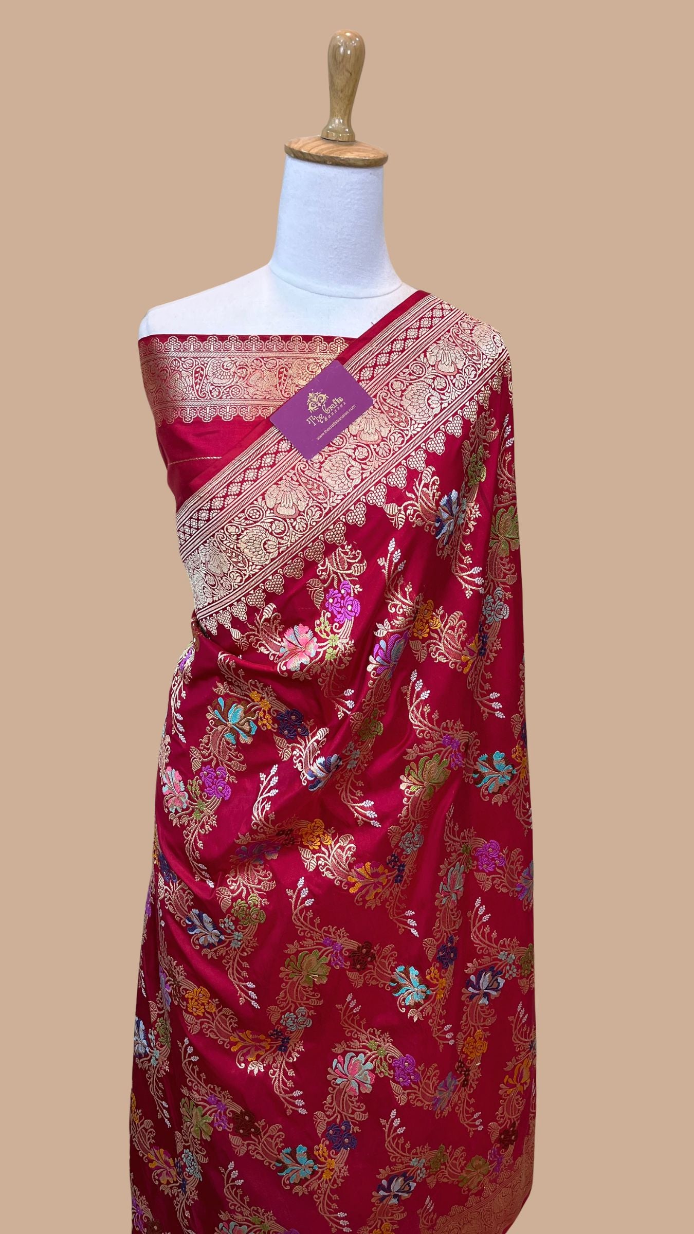 Pure Katan Silk Handloom Banarasi Saree - All Over Kadiyal Jaal Work