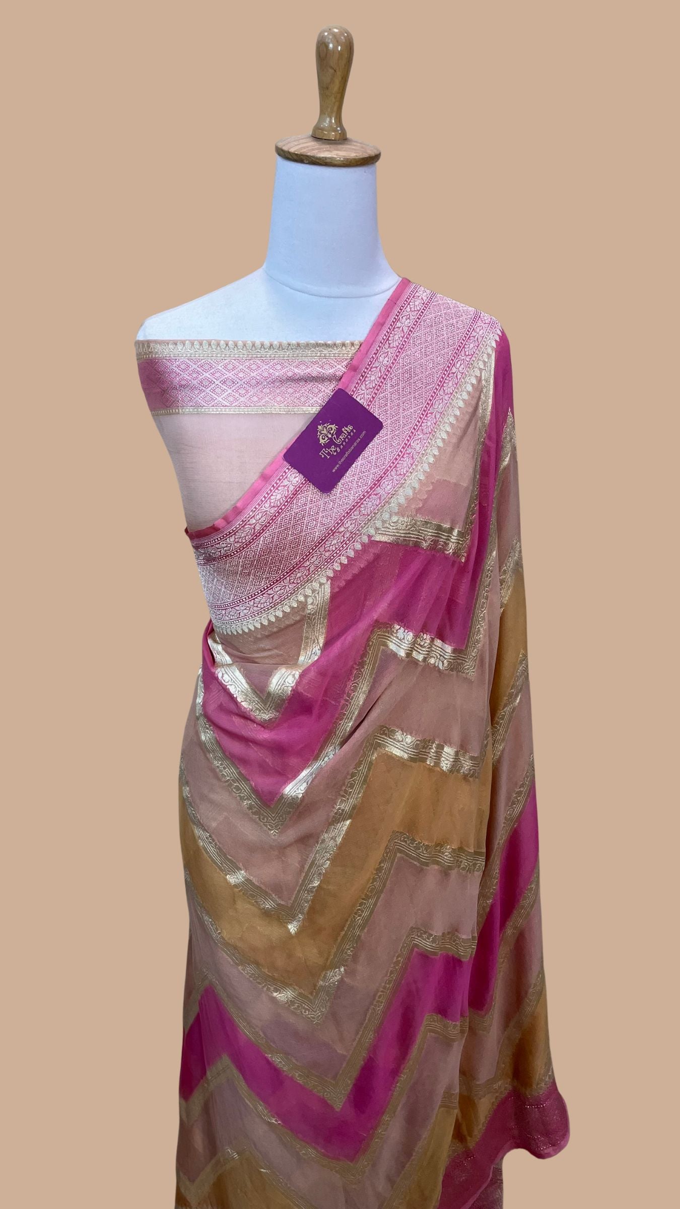 Khaddi Georgette Handloom Banarasi Saree
