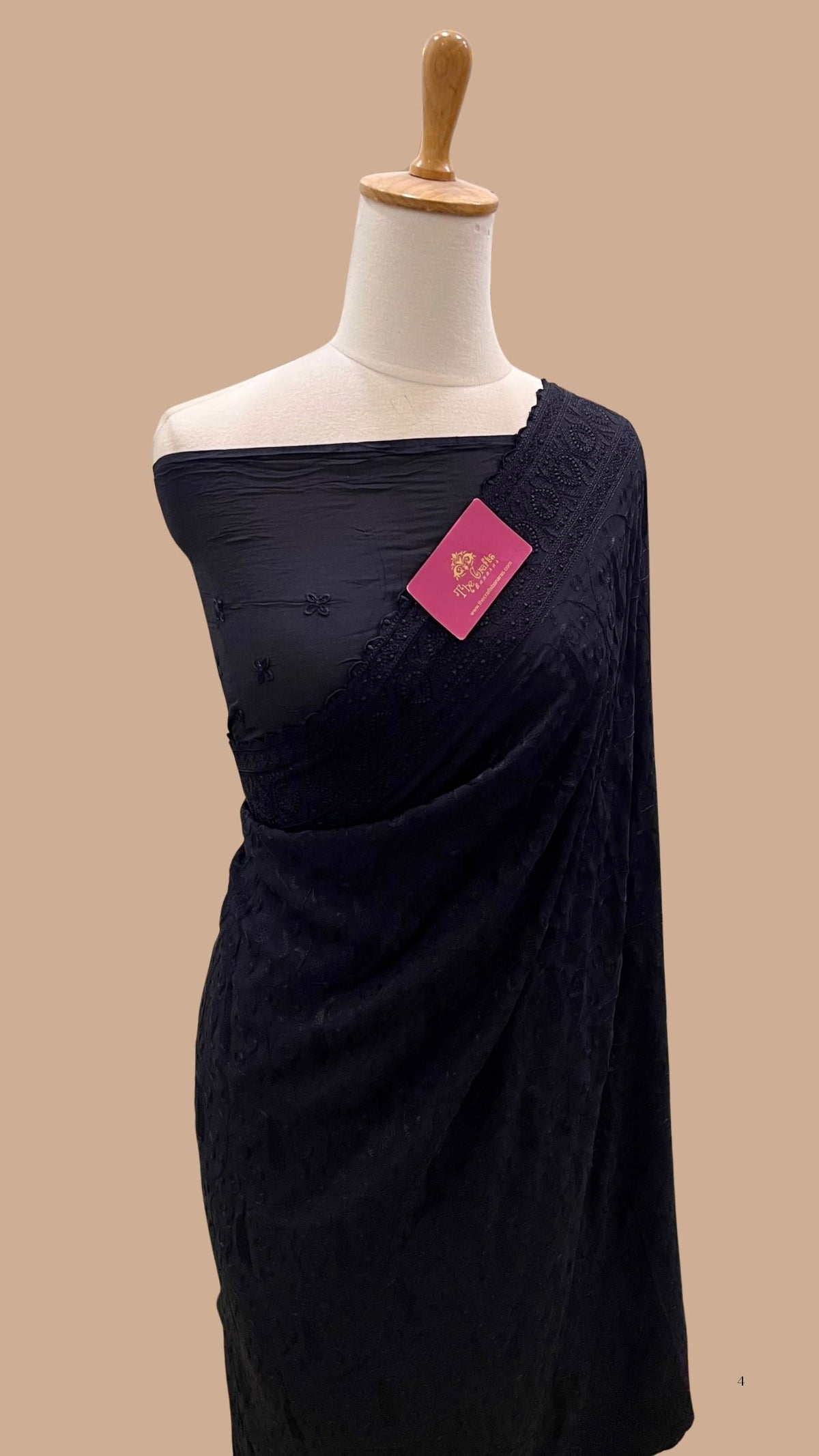 Pure Georgette Chikankari Handloom Banarasi Saree