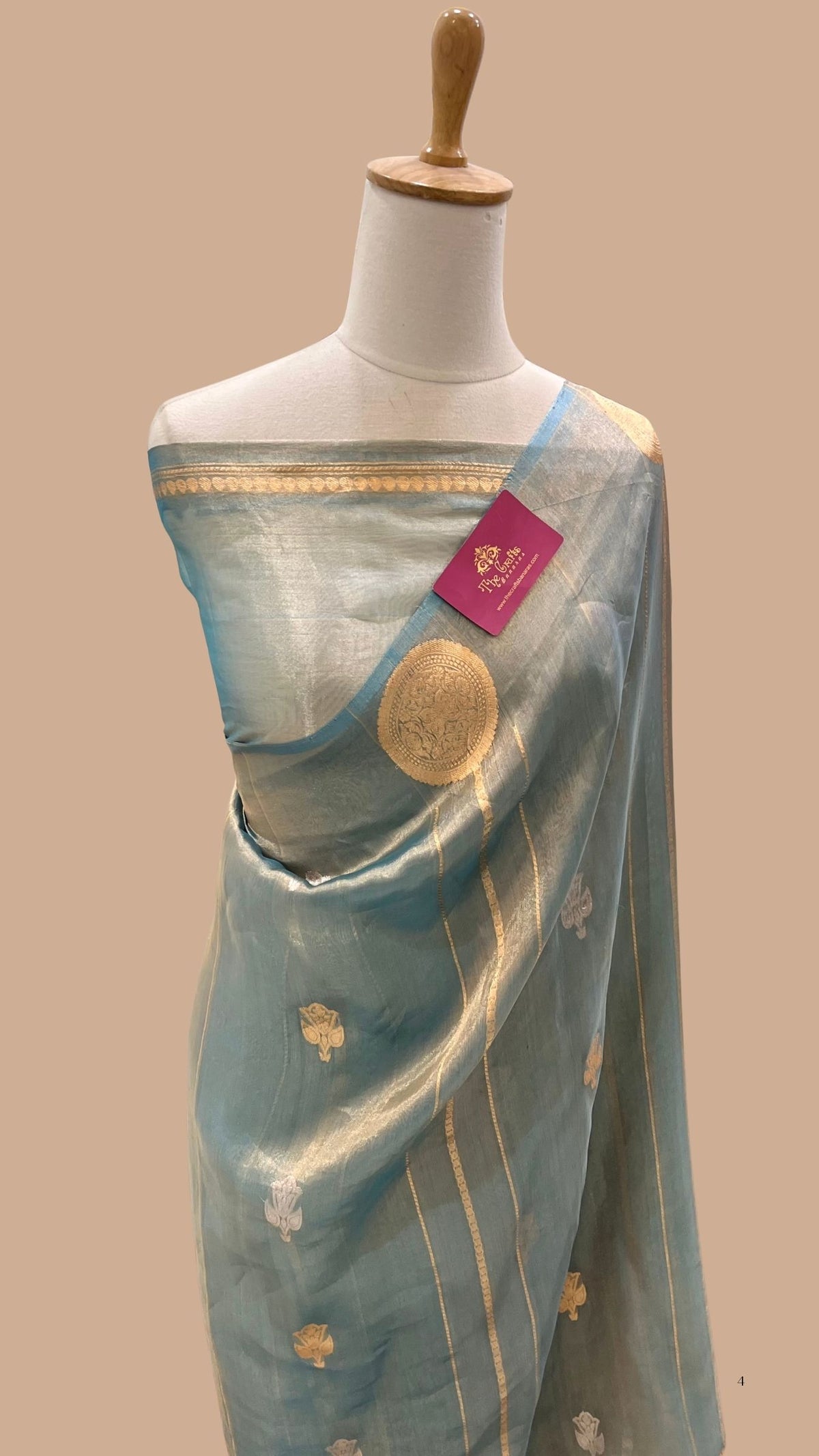 Pure Kora Tissue Silk Handloom Banarasi Saree- Kadhua Motifs