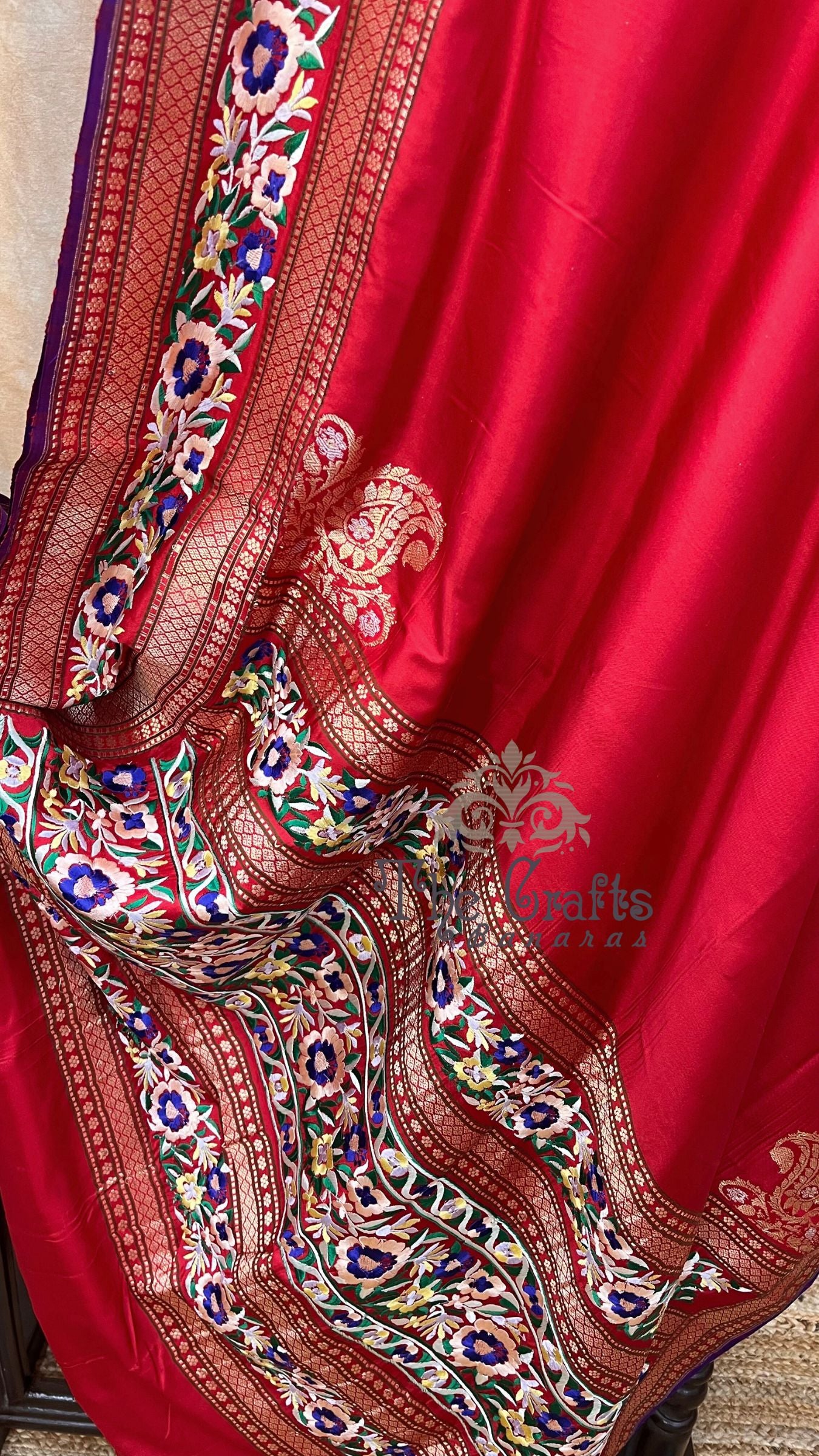 Pure Katan Silk Handloom Banarasi Saree - kadhua border with chikankari