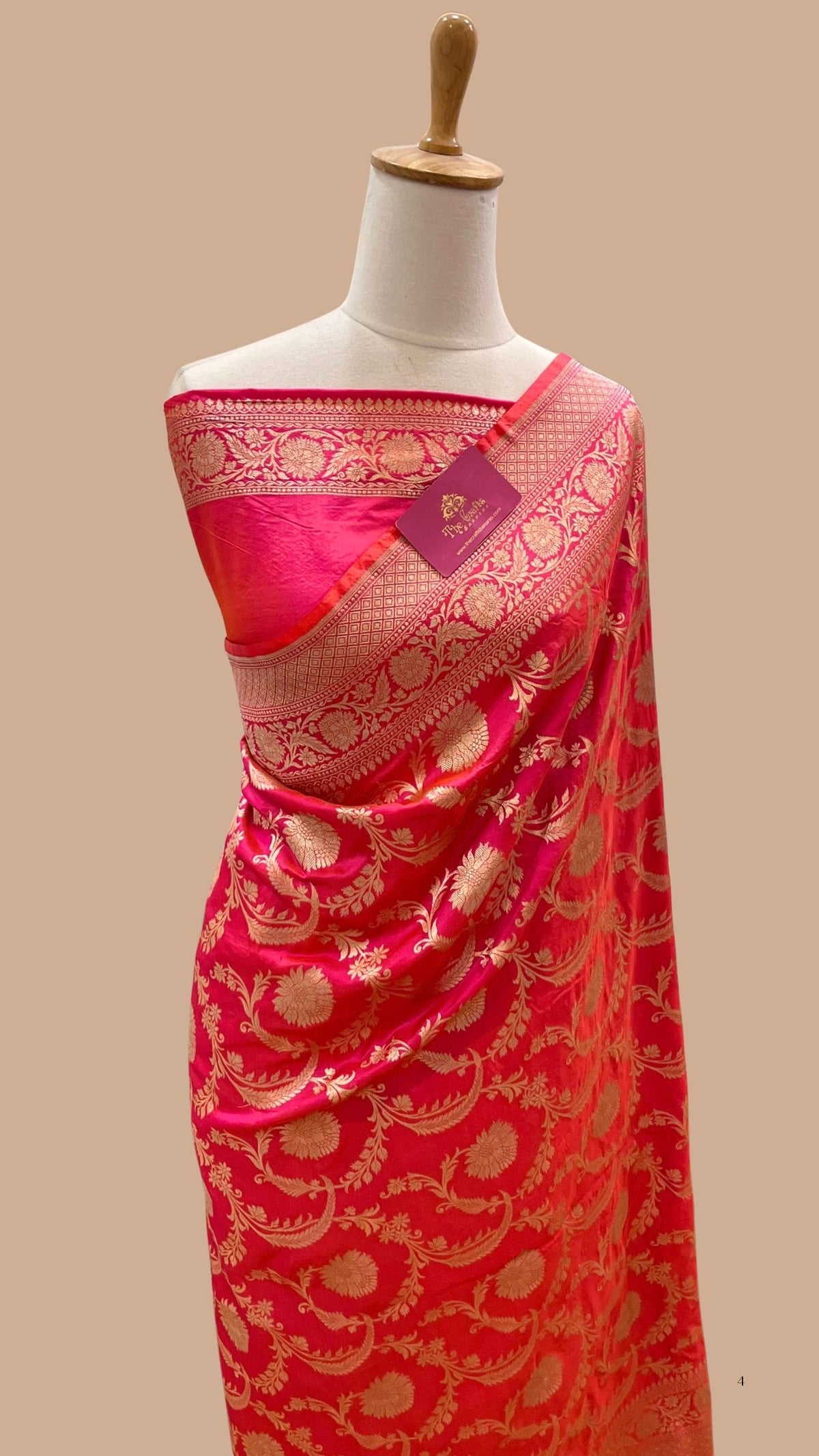 Pure Katan Silk Handloom Banarasi Saree - Jaal work