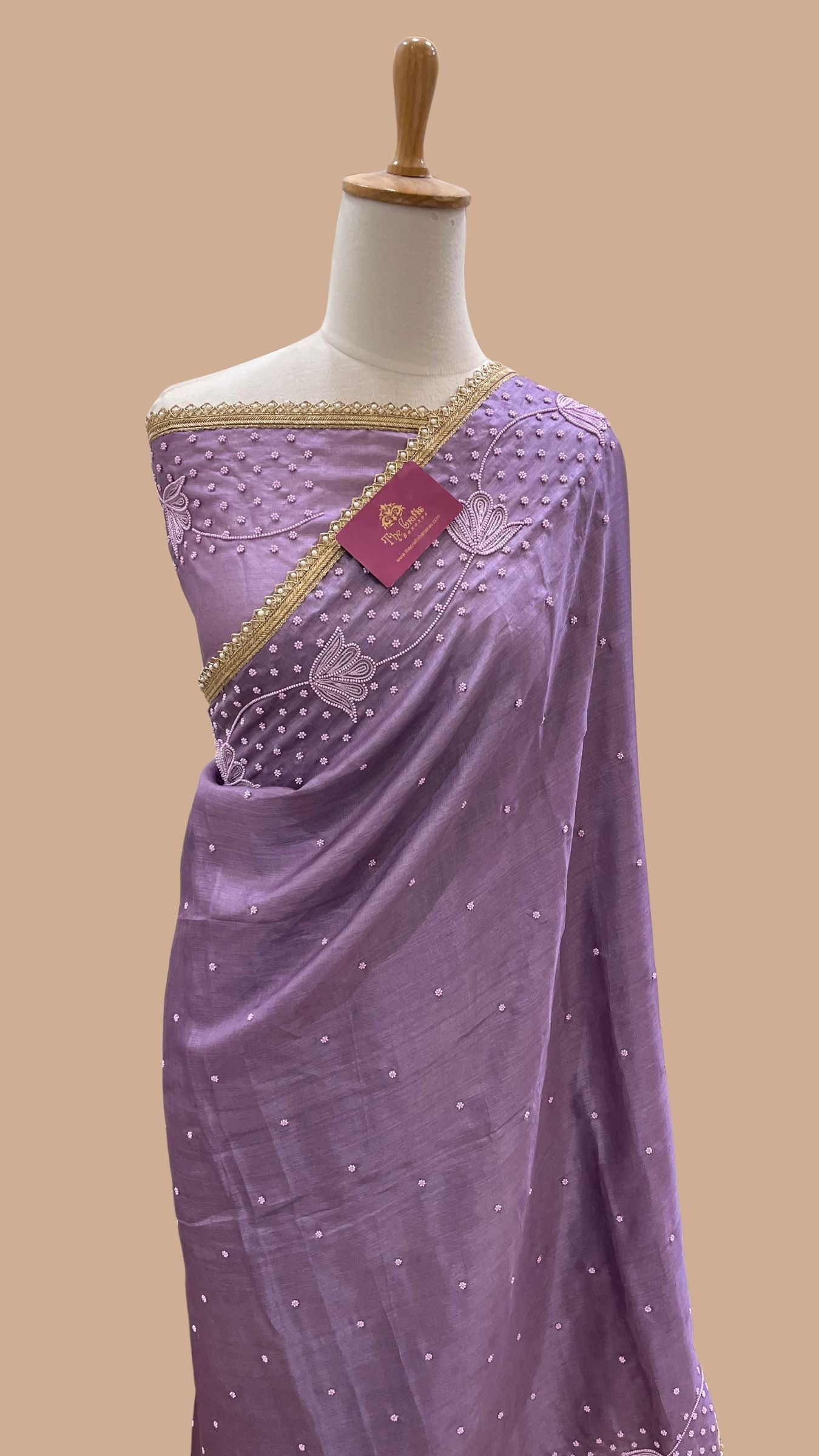 Pure Tussar Silk Handloom Banarasi Saree - handwork motifs