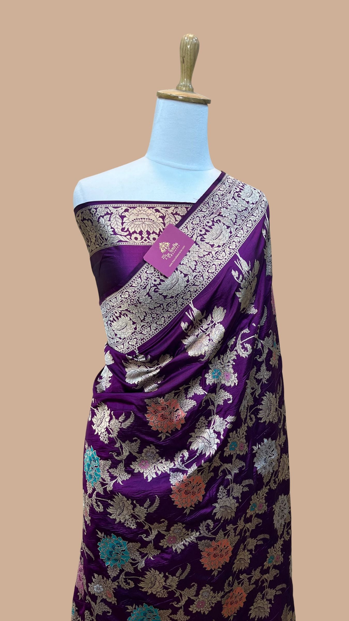 Pure Katan Silk Handloom Banarasi Saree - All over Meenakari Jaal work