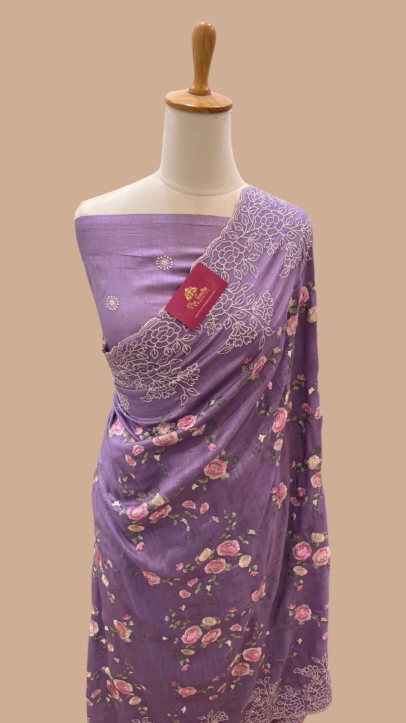 Pure Munga Silk Chikankari Handloom Banarasi Saree