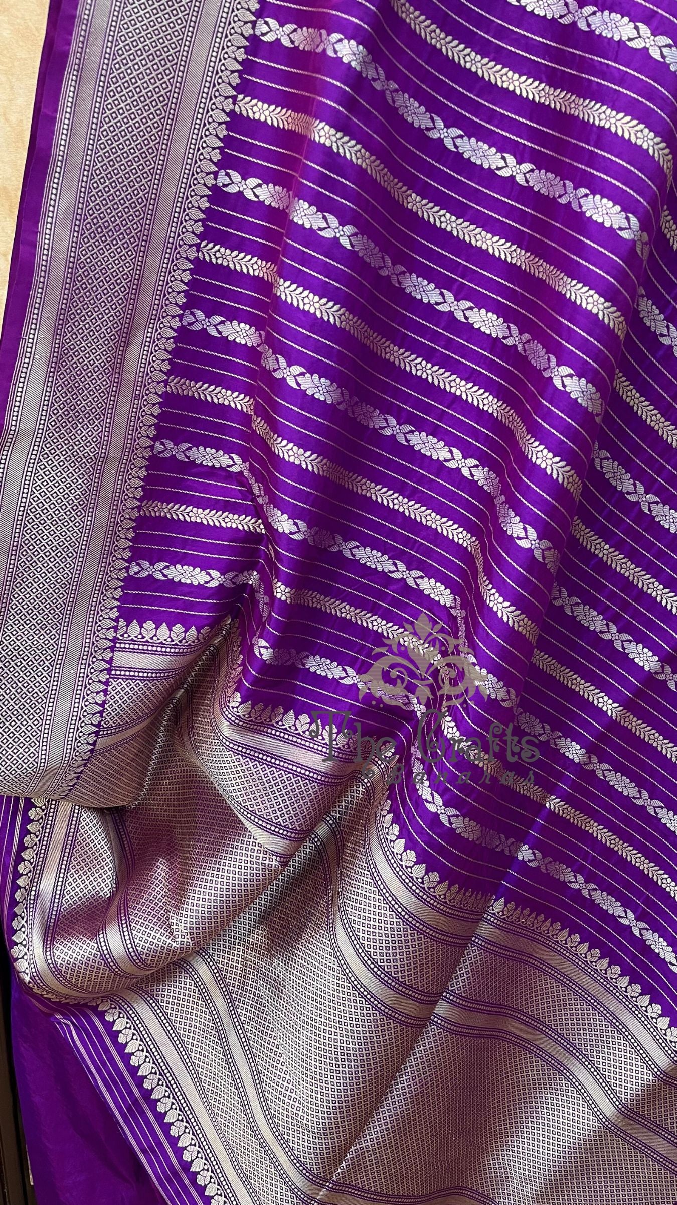 Pure Katan Silk Handloom Banarasi Saree - Sona roopa with kadhua border