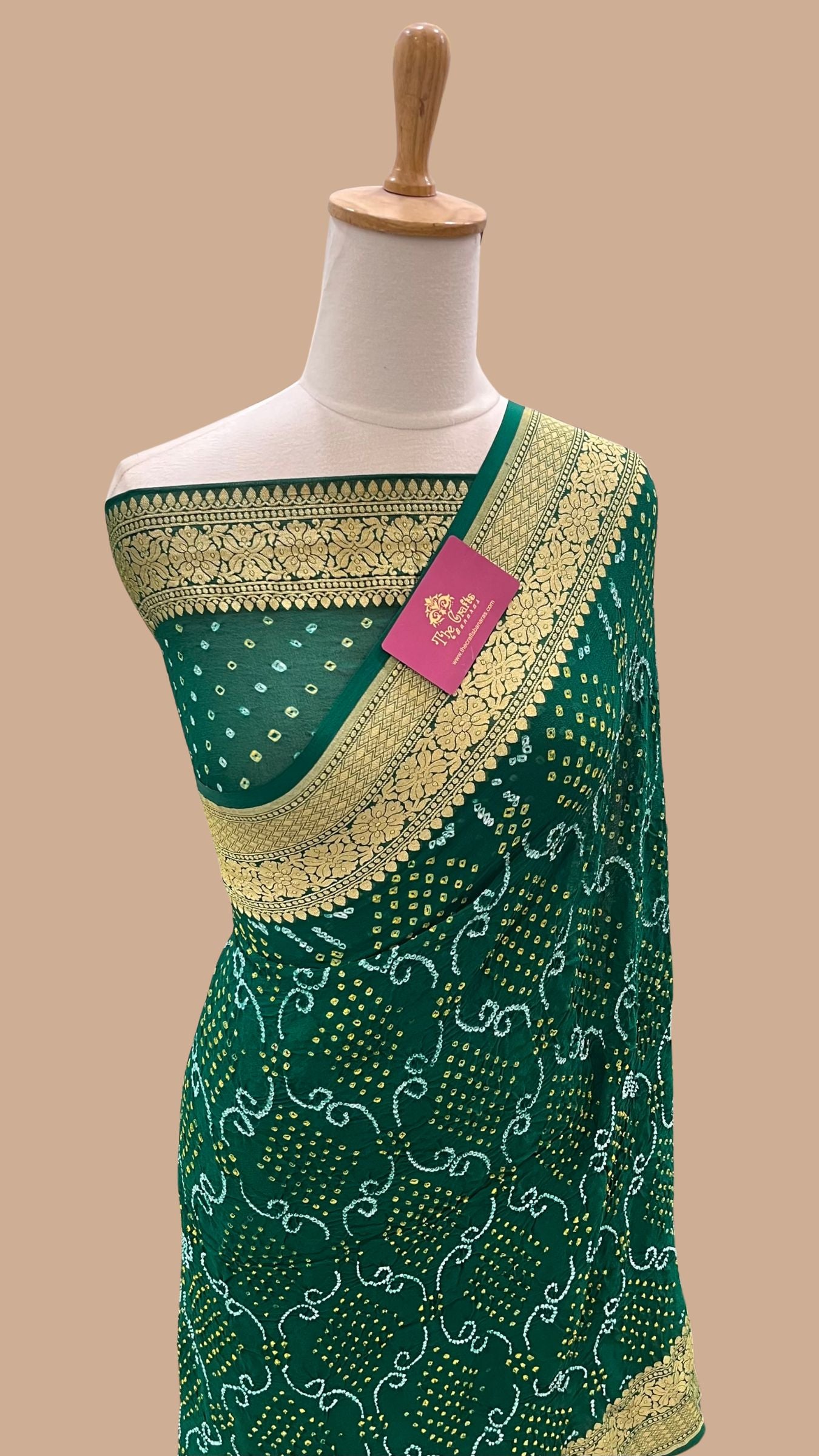 Pure Georgette Banarasi Handloom Bandhej Saree