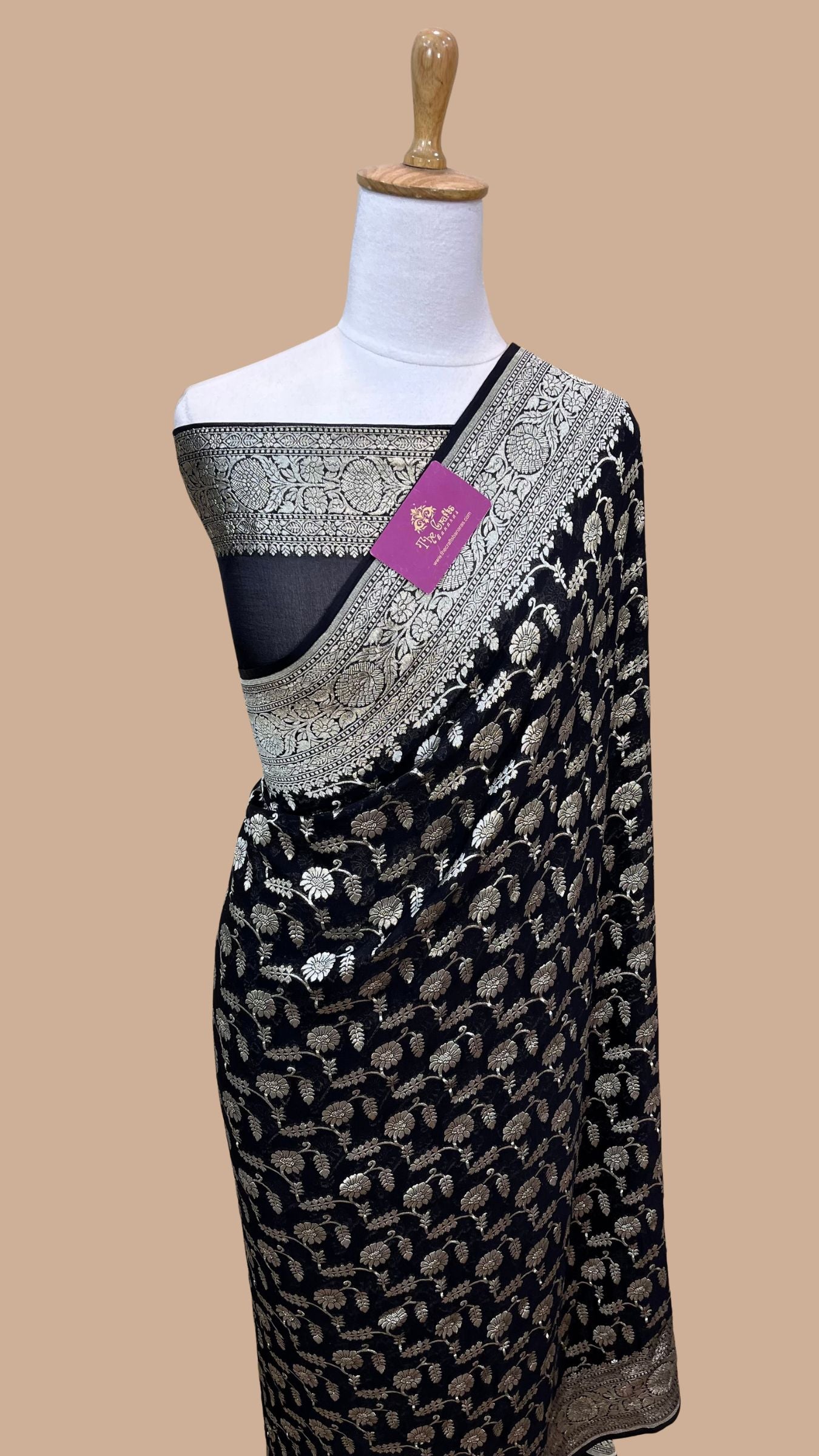 Khaddi Georgette Handloom Banarasi Saree