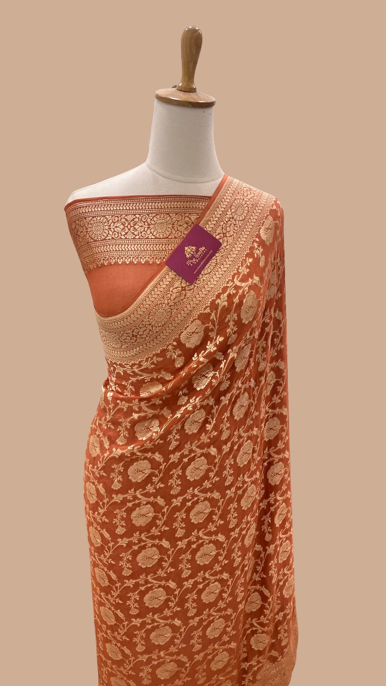 Khaddi Georgette Handloom Banarasi Saree - Water Zari