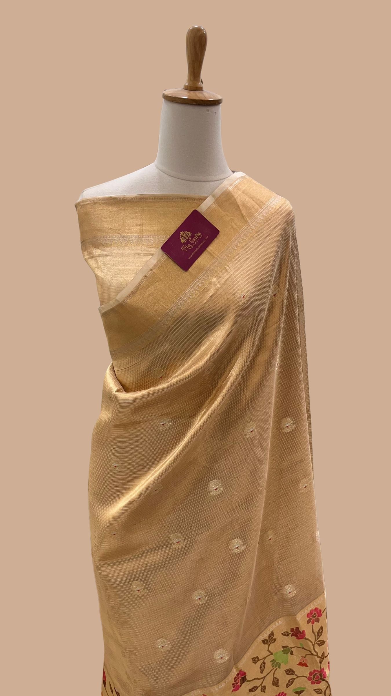 Pure Zari Kota Tissue Silk Handloom  Banarasi Saree - Meenakari