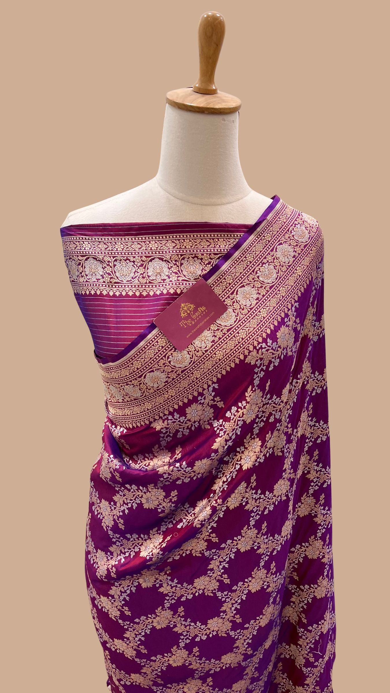 Pure Katan Silk Handloom Banarasi Saree - All Over Sona Rupa Jaal Work
