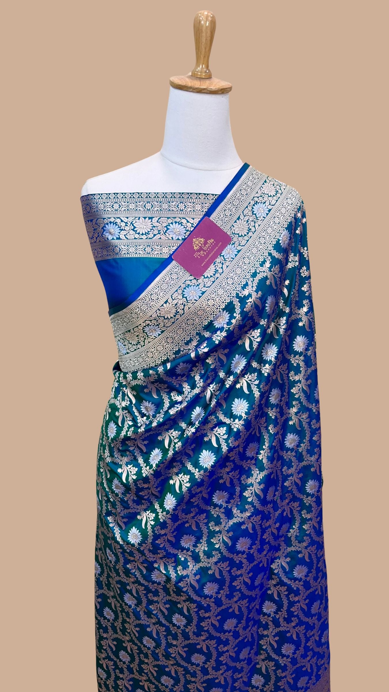 Pure Katan Silk Handloom Banarasi Saree - All over Sona Roopa Jaal work
