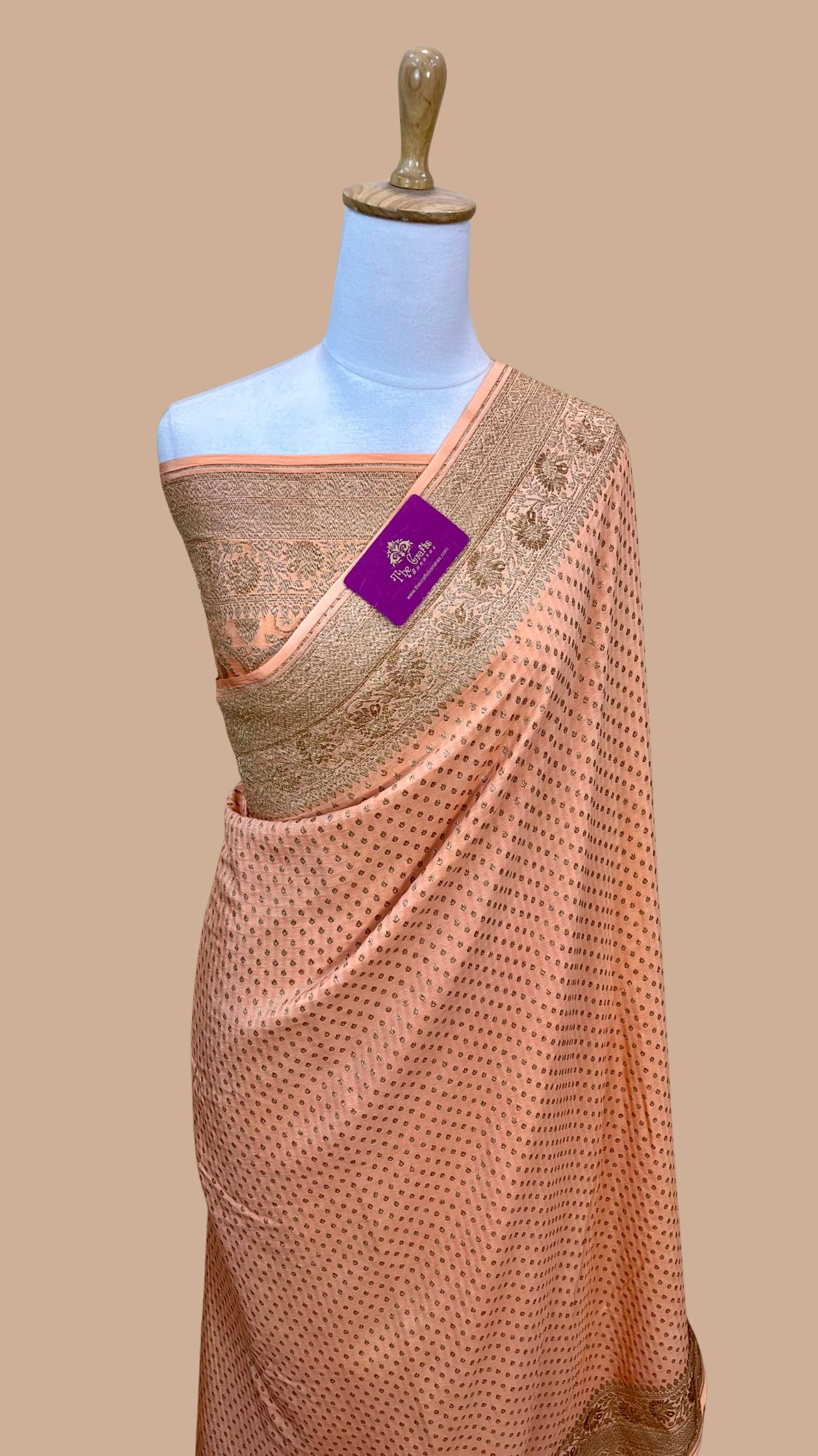 Pure Crepe Georgette Banarasi Saree - Antique Zari