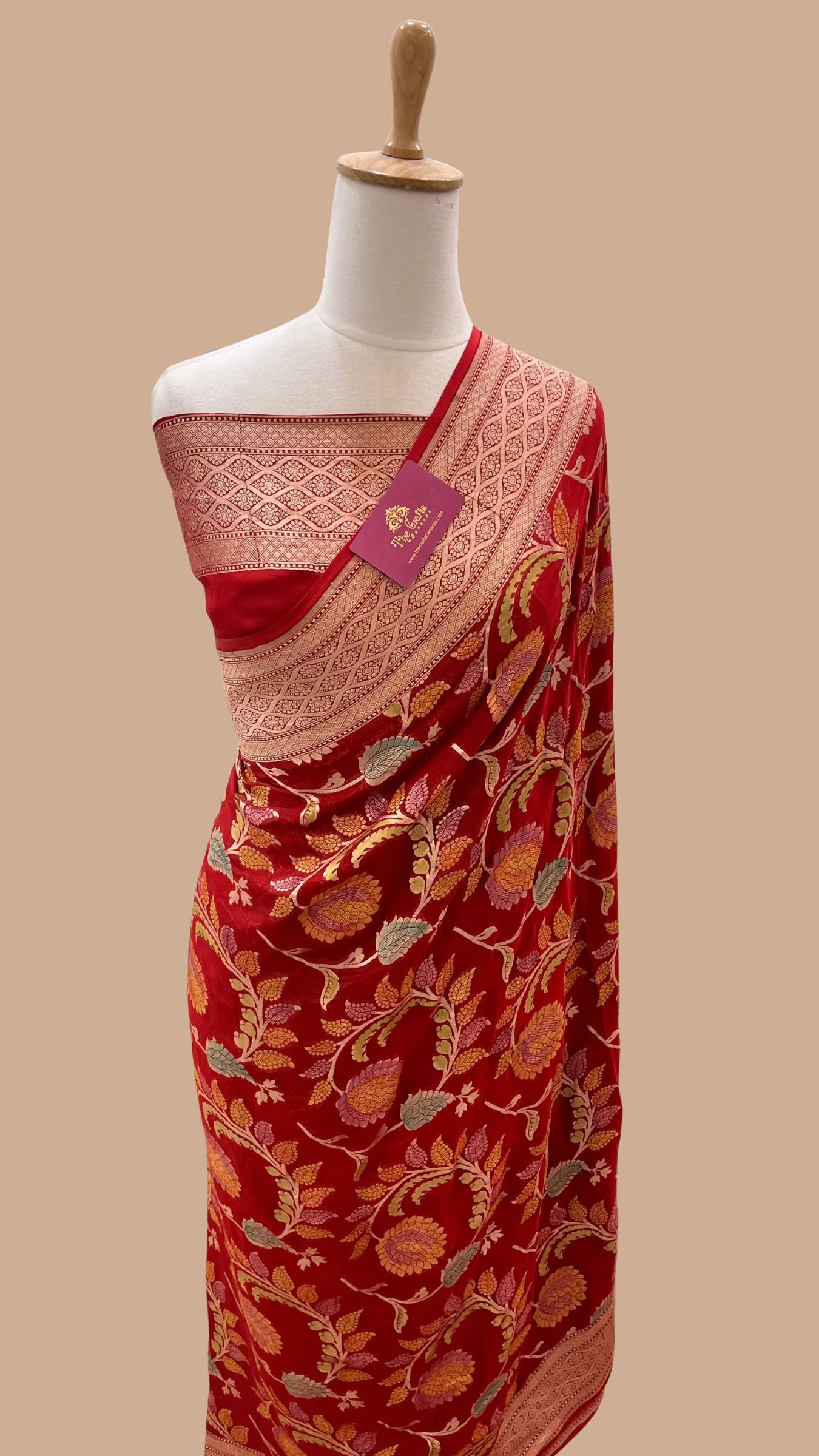 Khaddi Georgette Handloom Banarasi Saree - Water Zari