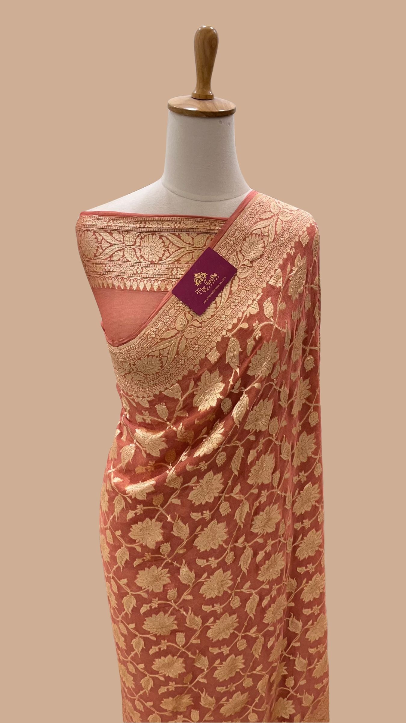 Khaddi Georgette Handloom Banarasi Saree - Water Zari