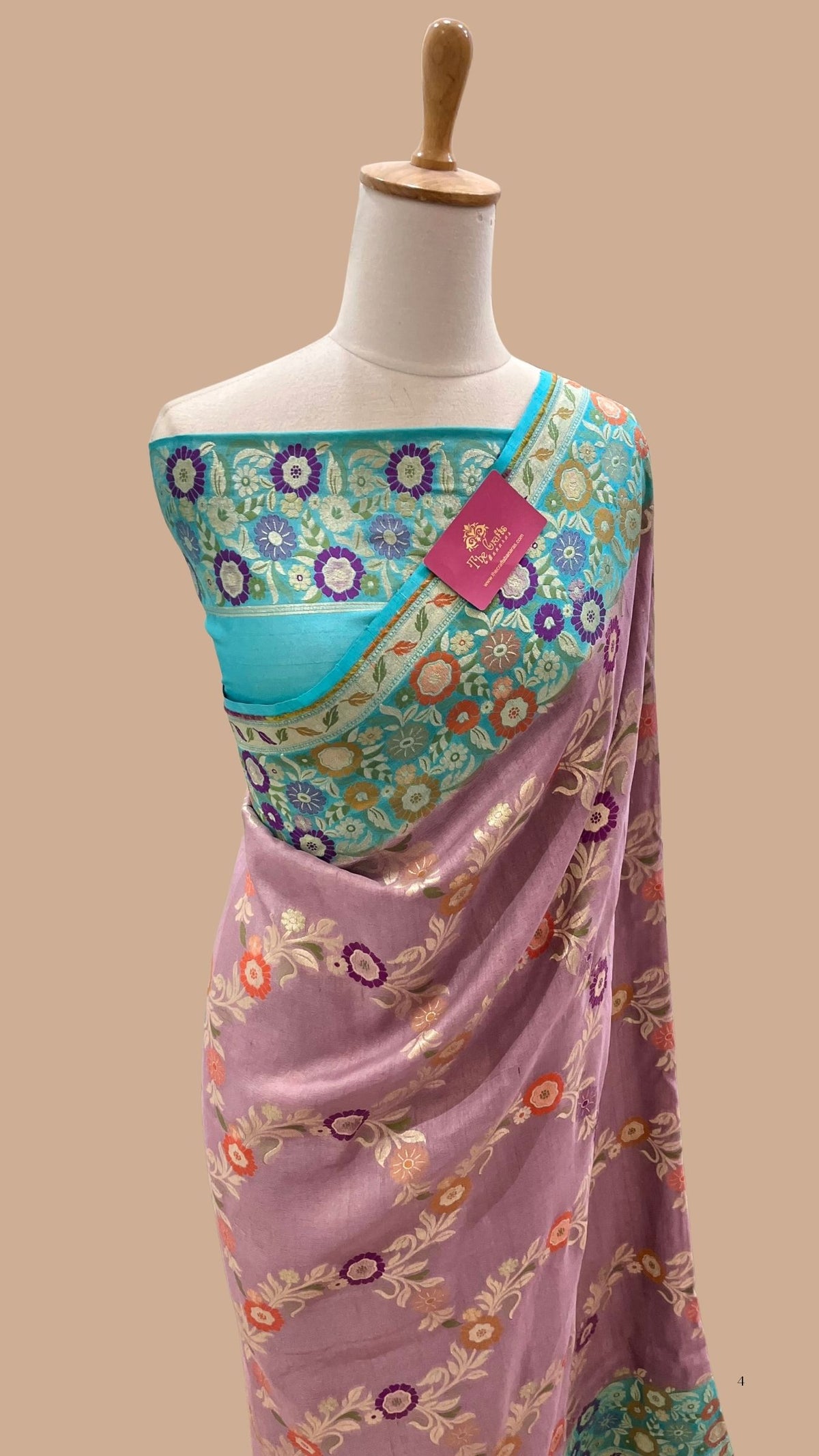 Tussar Georgette Handloom Banarasi Saree - Jaal with Meenakari