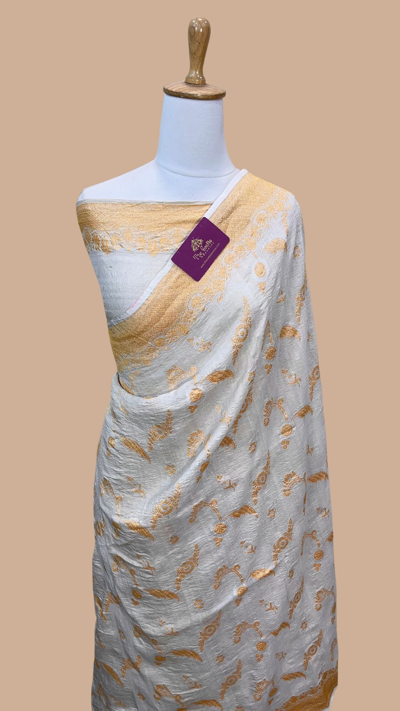 Tussar Georgette Handloom Banarasi Saree - With Sona Rupa Jaal Work