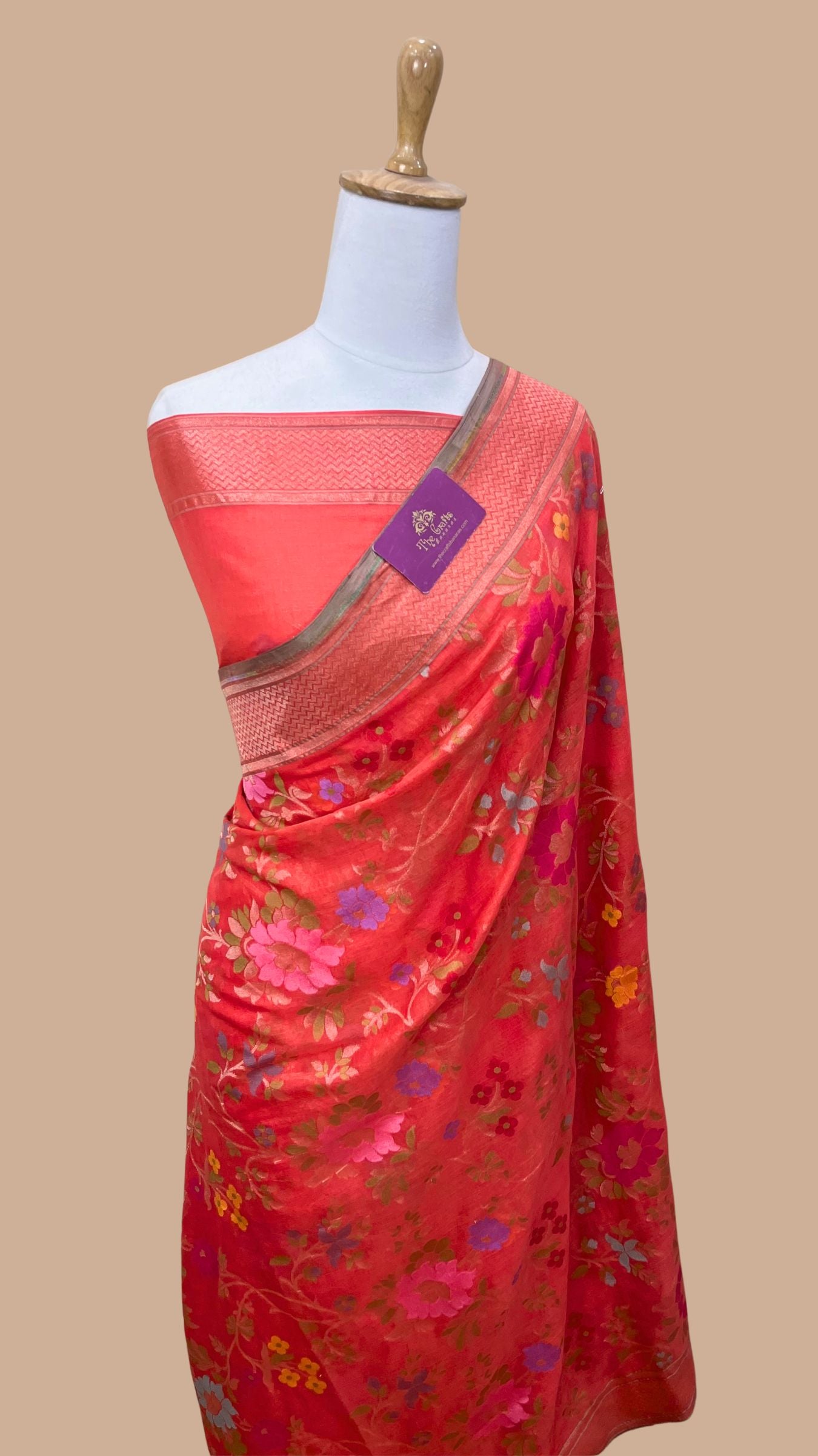 Pure Ektara Cotton Jamdani Banarasi Saree - Tilfi