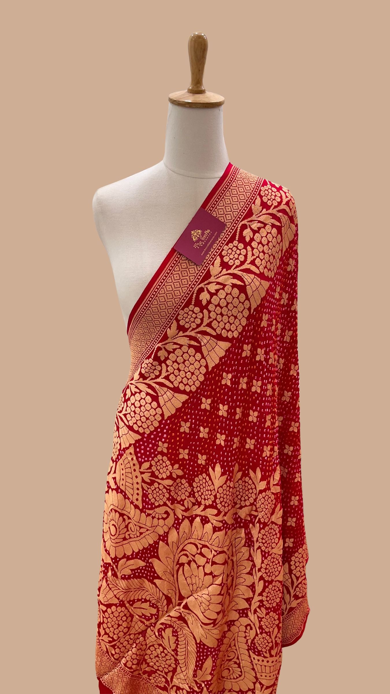 Khaddi Georgette Banarasi Handloom Bandhej Dupatta