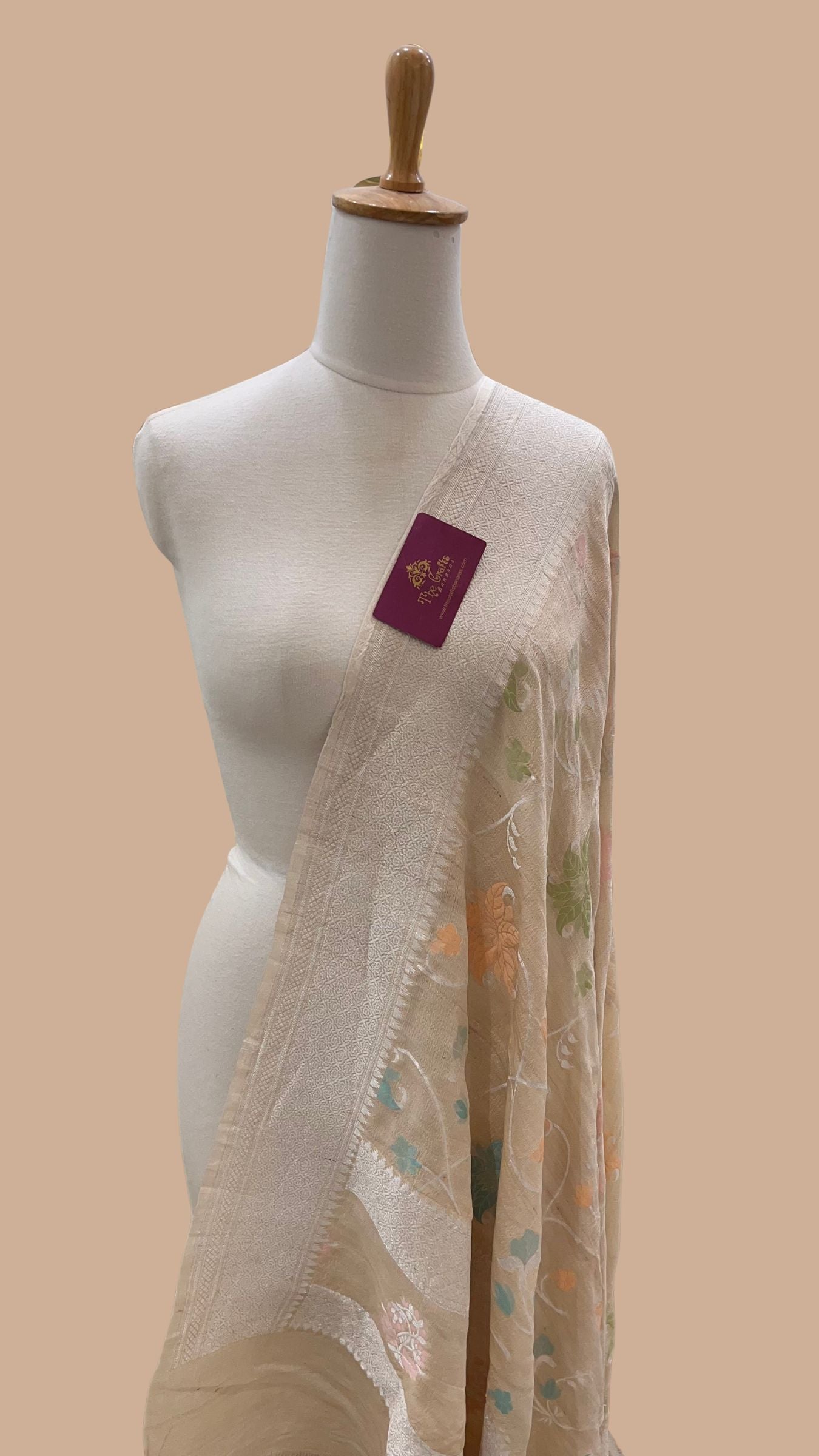 Pure Tussar Georgette Silk Banarasi Handloom Dupatta