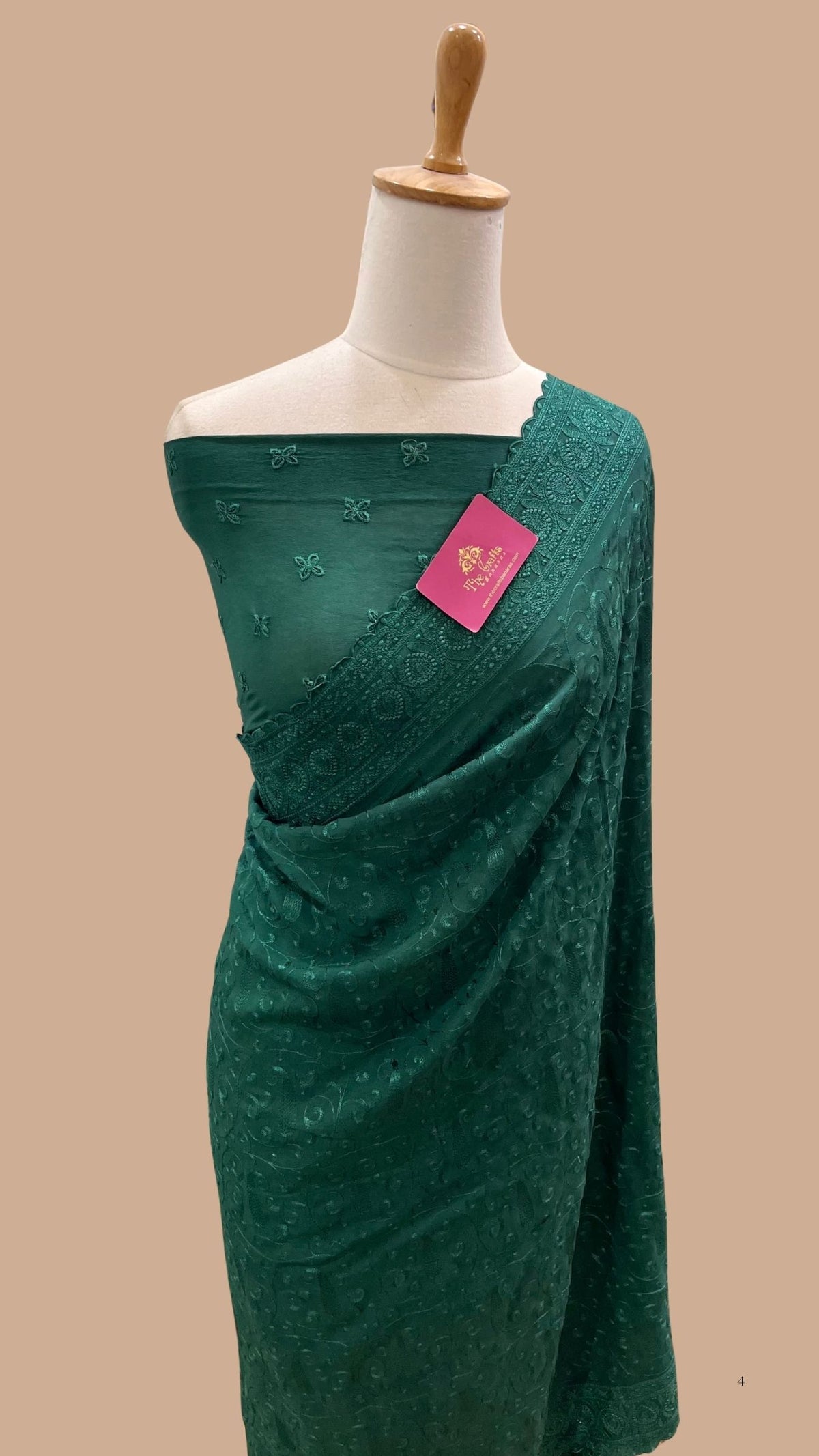 Pure Georgette Chikankari Handloom Banarasi Saree