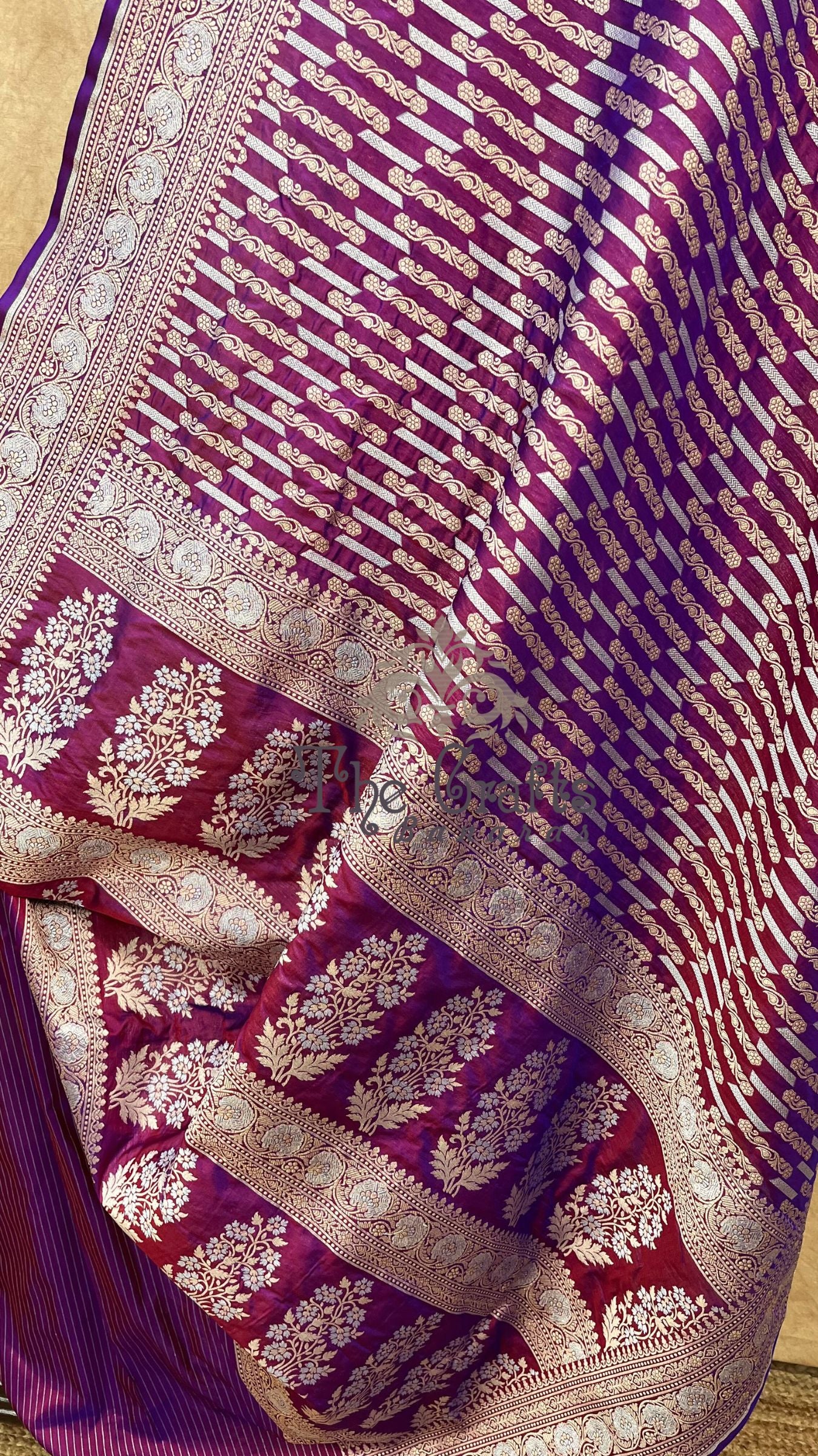 Pure Katan Silk Handloom Banarasi Saree - All over Sona Roopa Jaal work