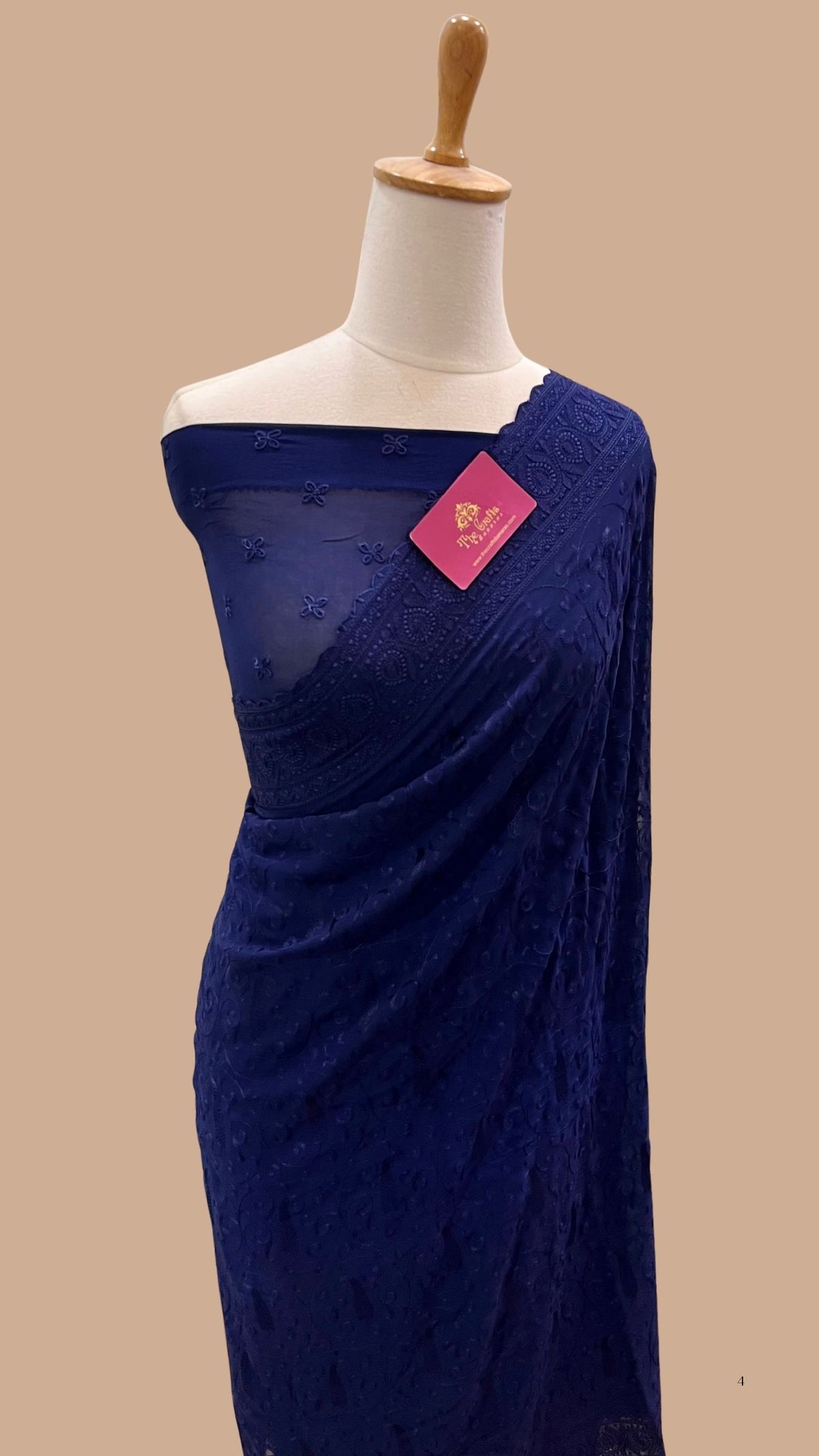 Pure Georgette Chikankari Handloom Banarasi Saree