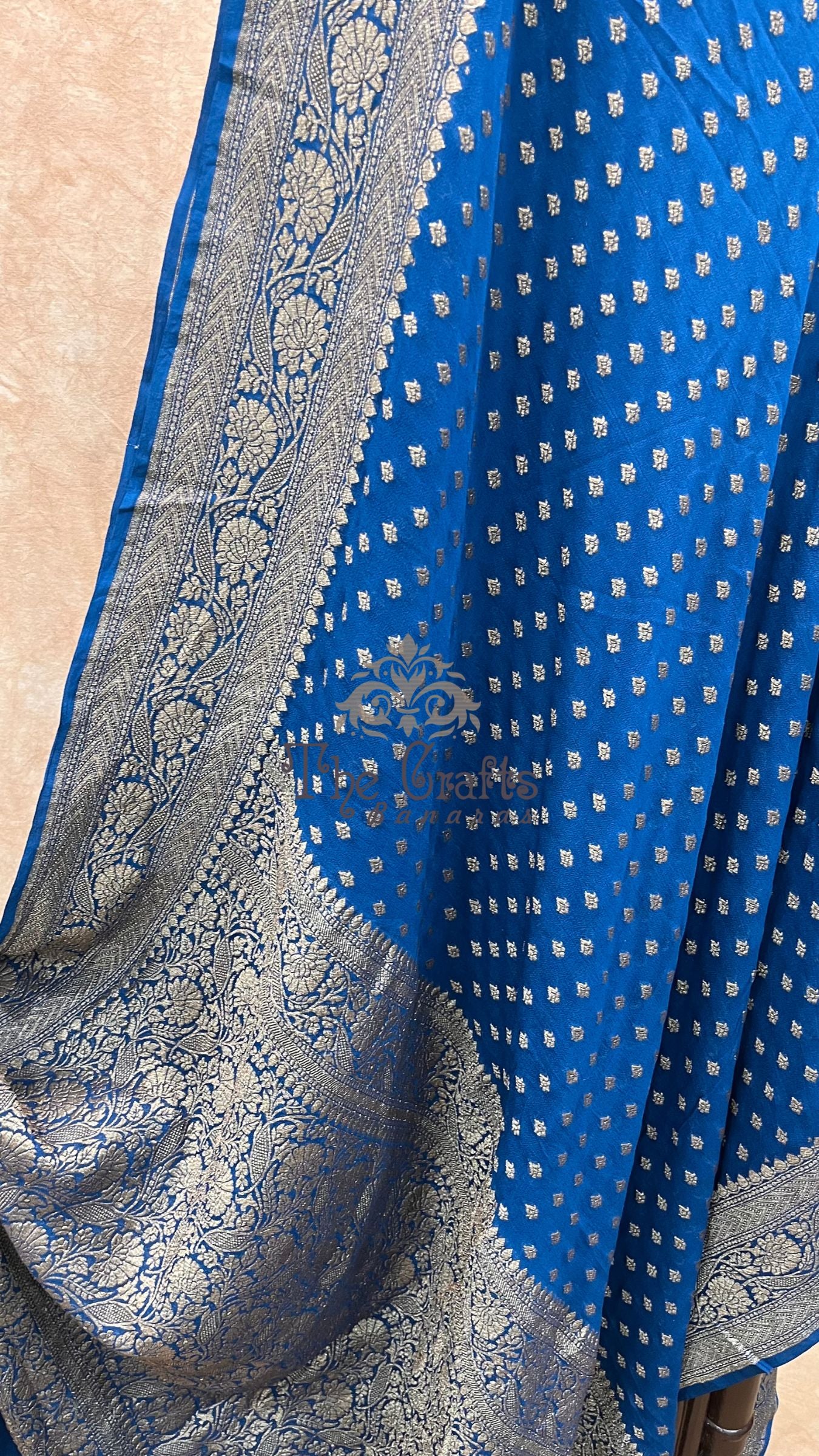 Khaddi Georgette Banarasi Saree - Antique Zari